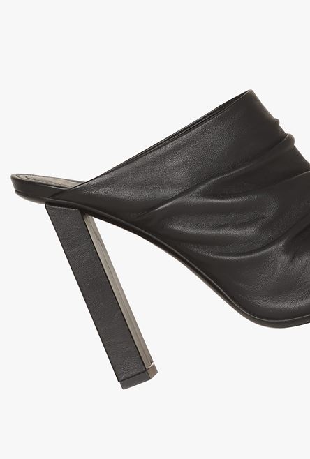 Black draped leather Ulla mules - 6