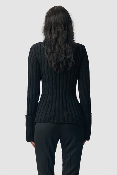 Ann Demeulemeester Tia Cropped Rib Darted High Neck Sweater outlook