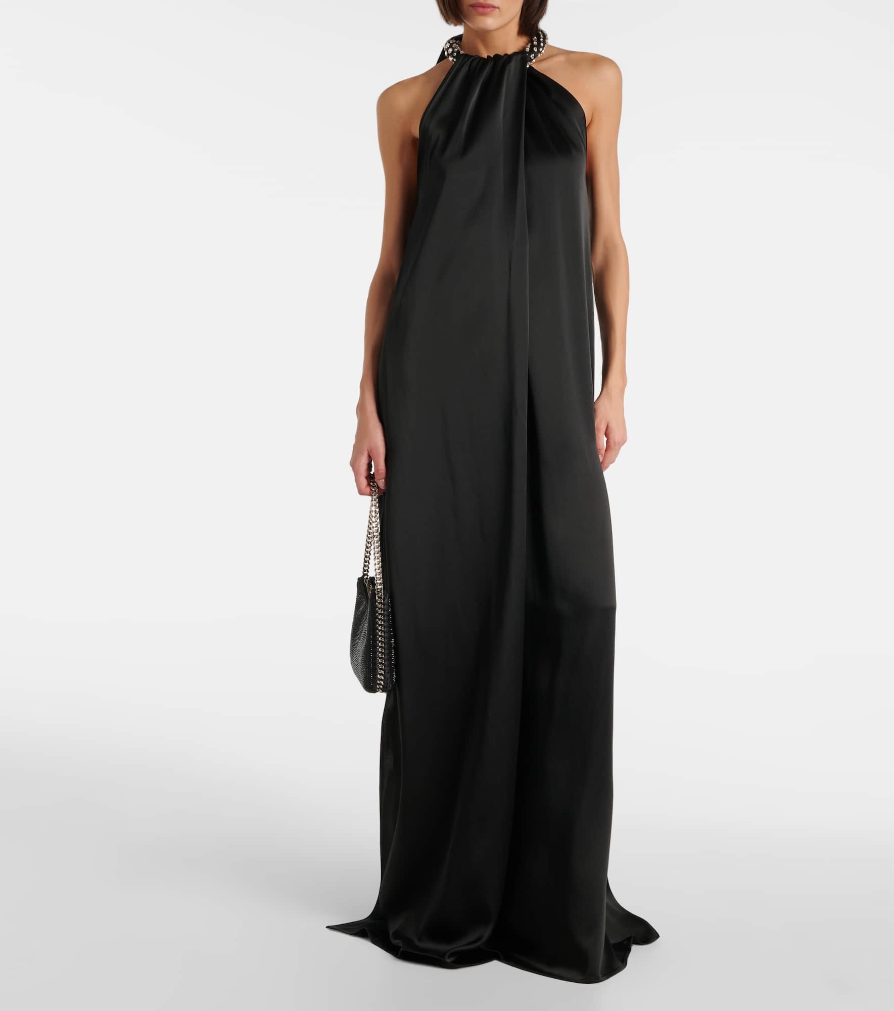 Embroidered halterneck gown - 2
