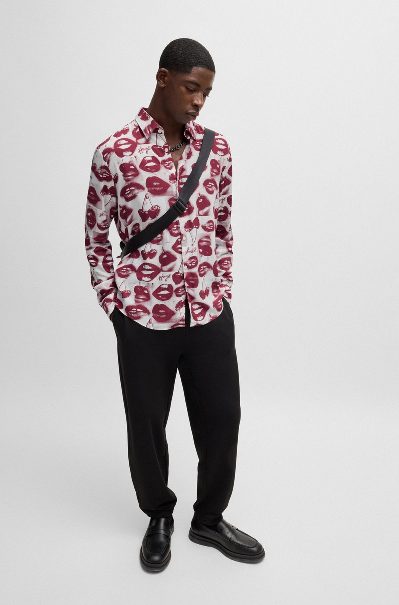 HUGO SLIM-FIT SHIRT WITH SEASONAL PRINT outlook