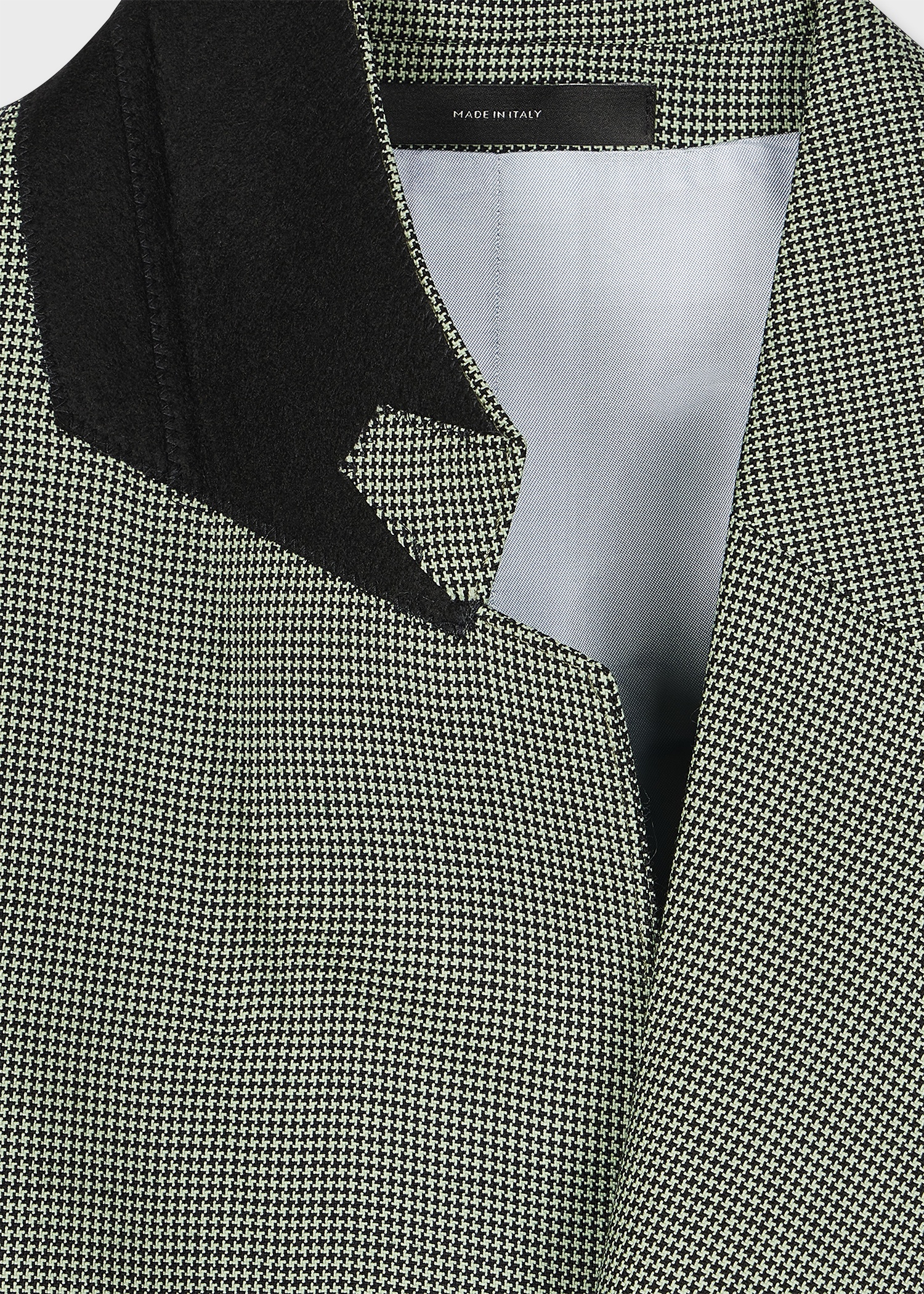 Green Houndstooth Wool Belted Back Blazer - 3