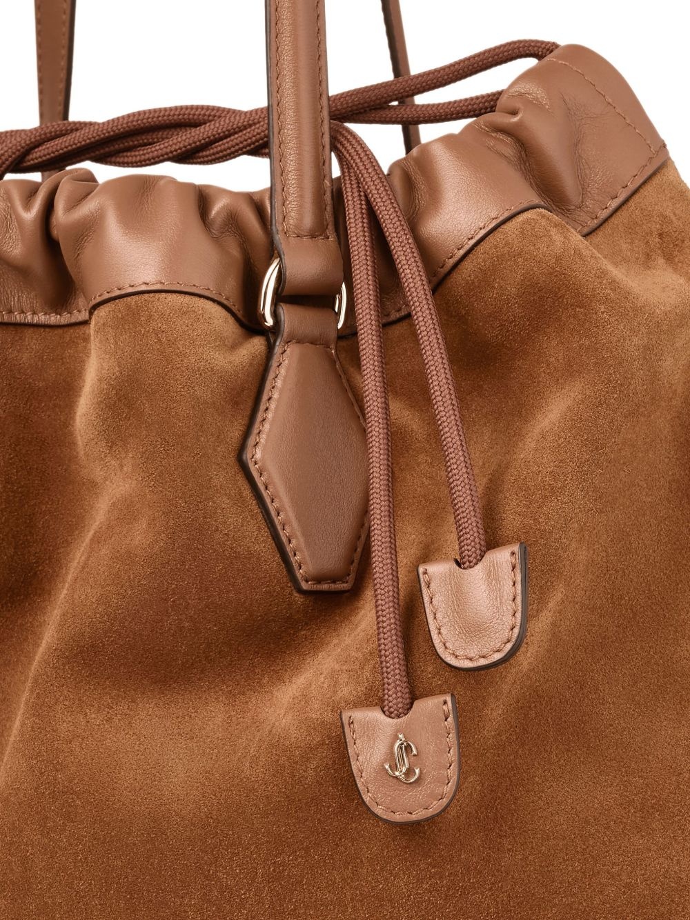 Drawstring suede tote bag - 4