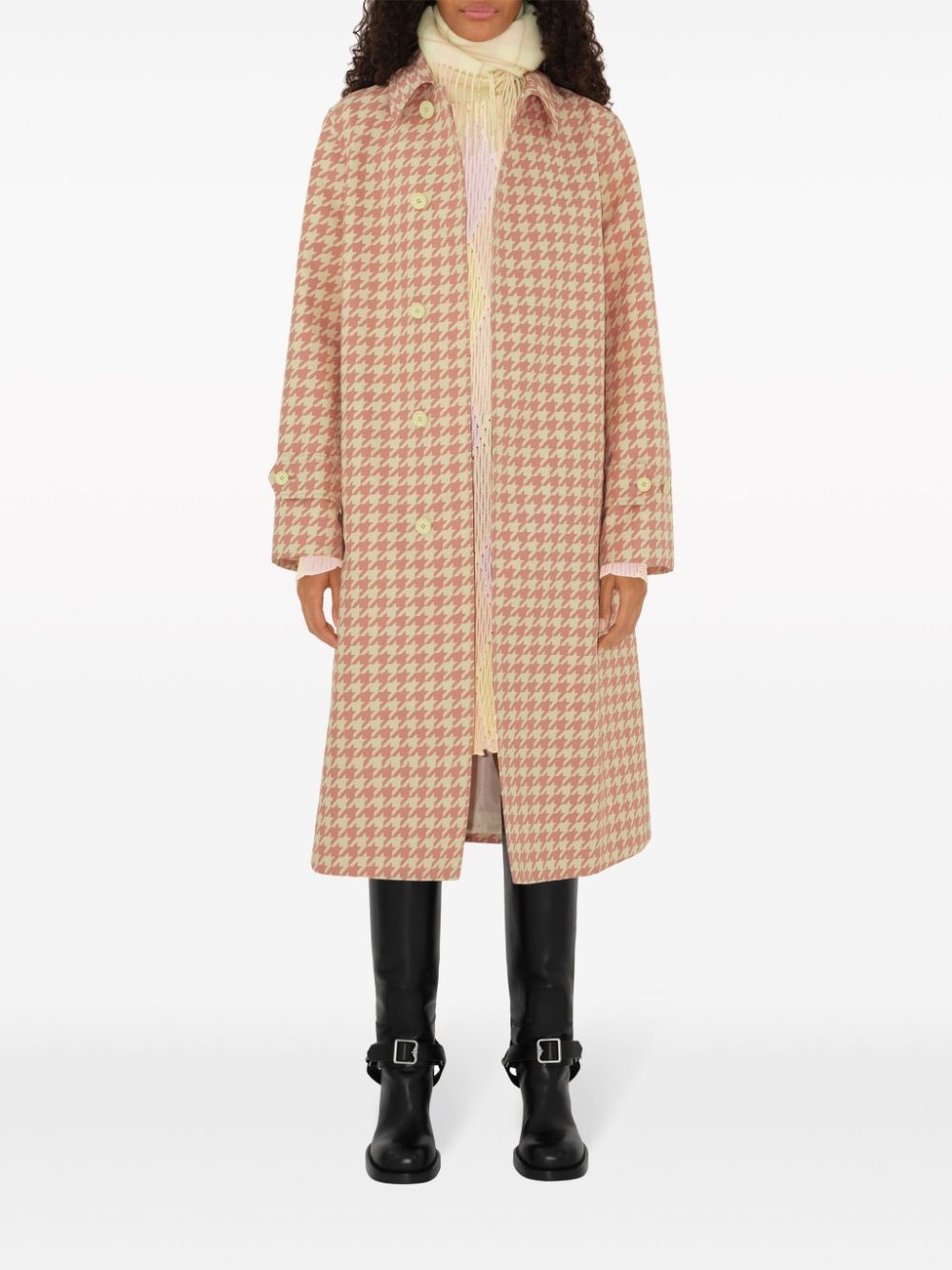 check-pattern long coat - 2