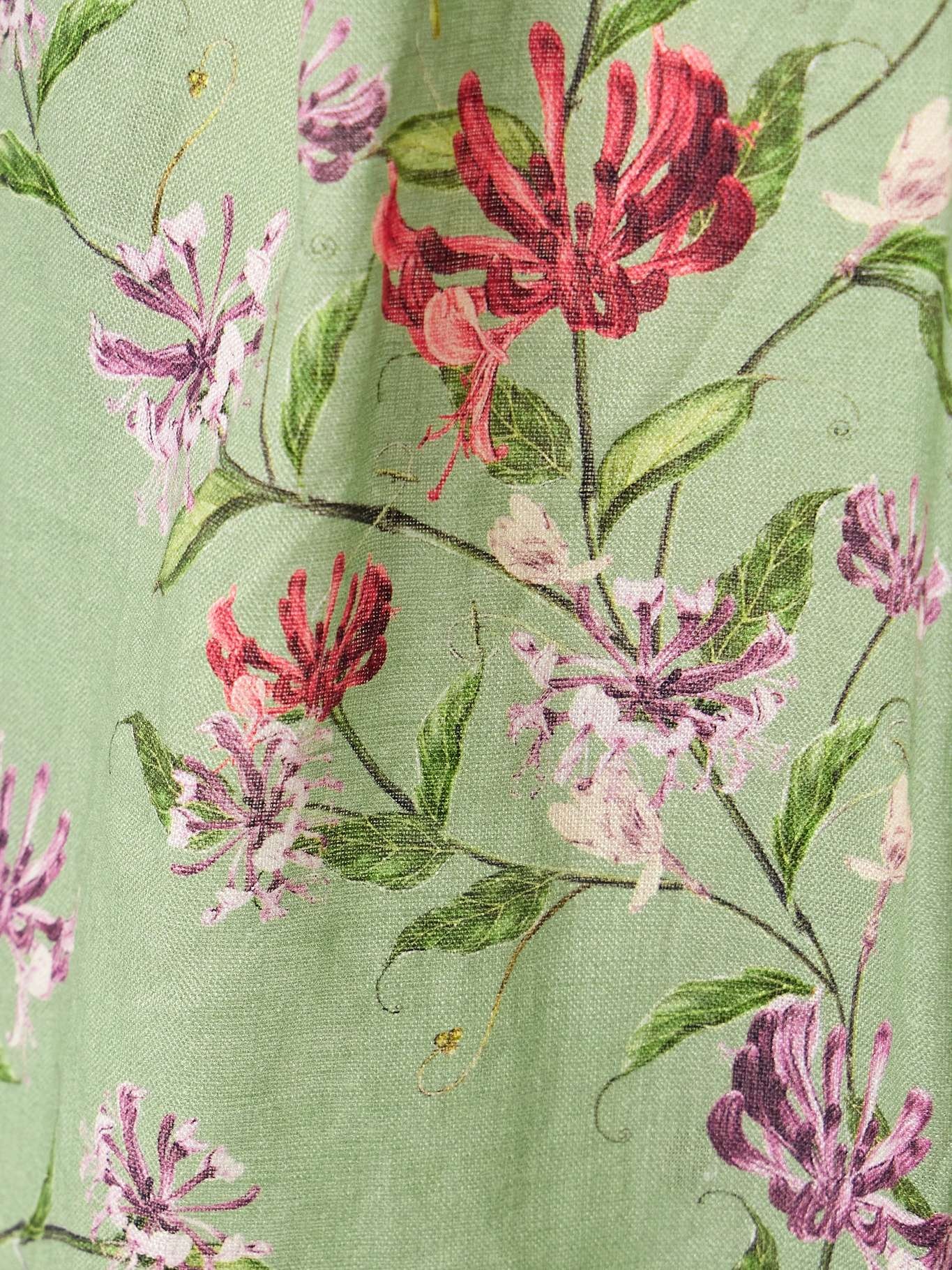 Florecer Honeysuckle pleated embroidered floral-print linen tapered pants Green - 4