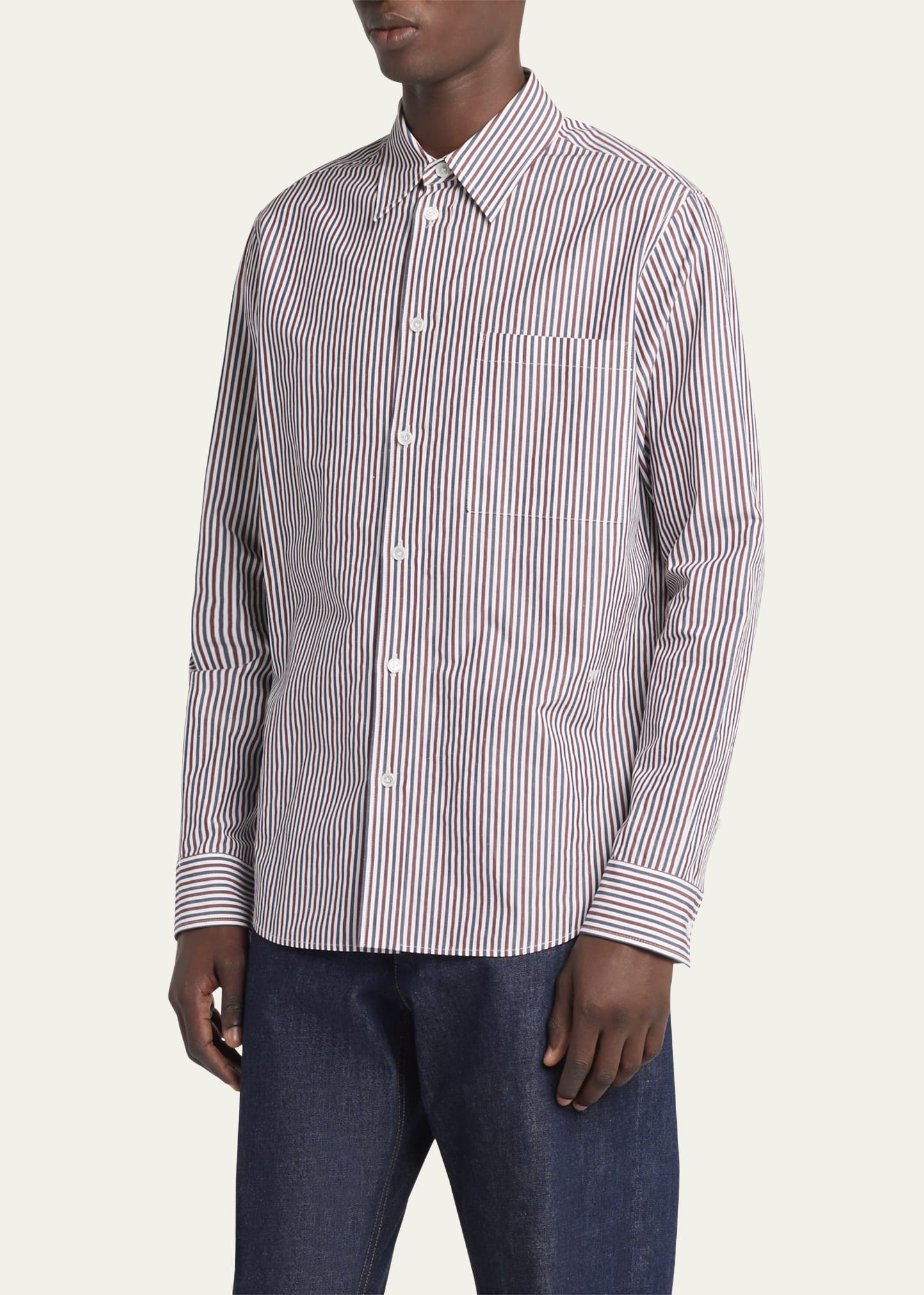 Men's Striped Poplin Dress Shirt - 4