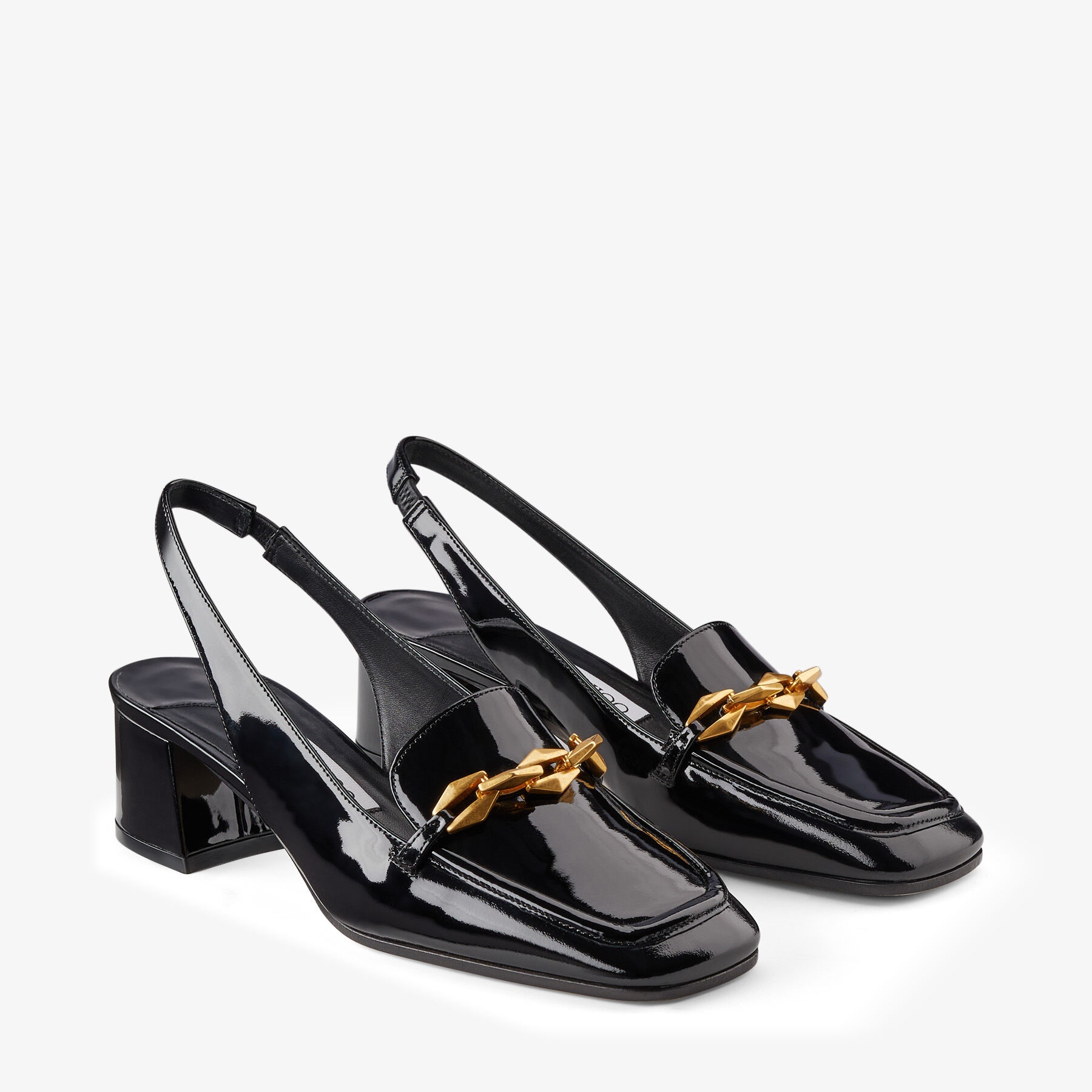 【JIMMY CHOO】Hya 45 - Nappa Leather w/Pearls ★関税送料込み ELISA 45 | Black Nappa and Patent Leather Pumps | Summer