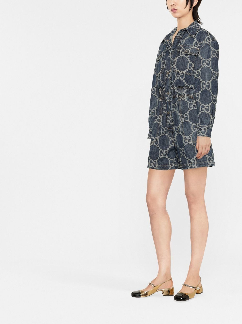 Jumbo GG denim playsuit - 3
