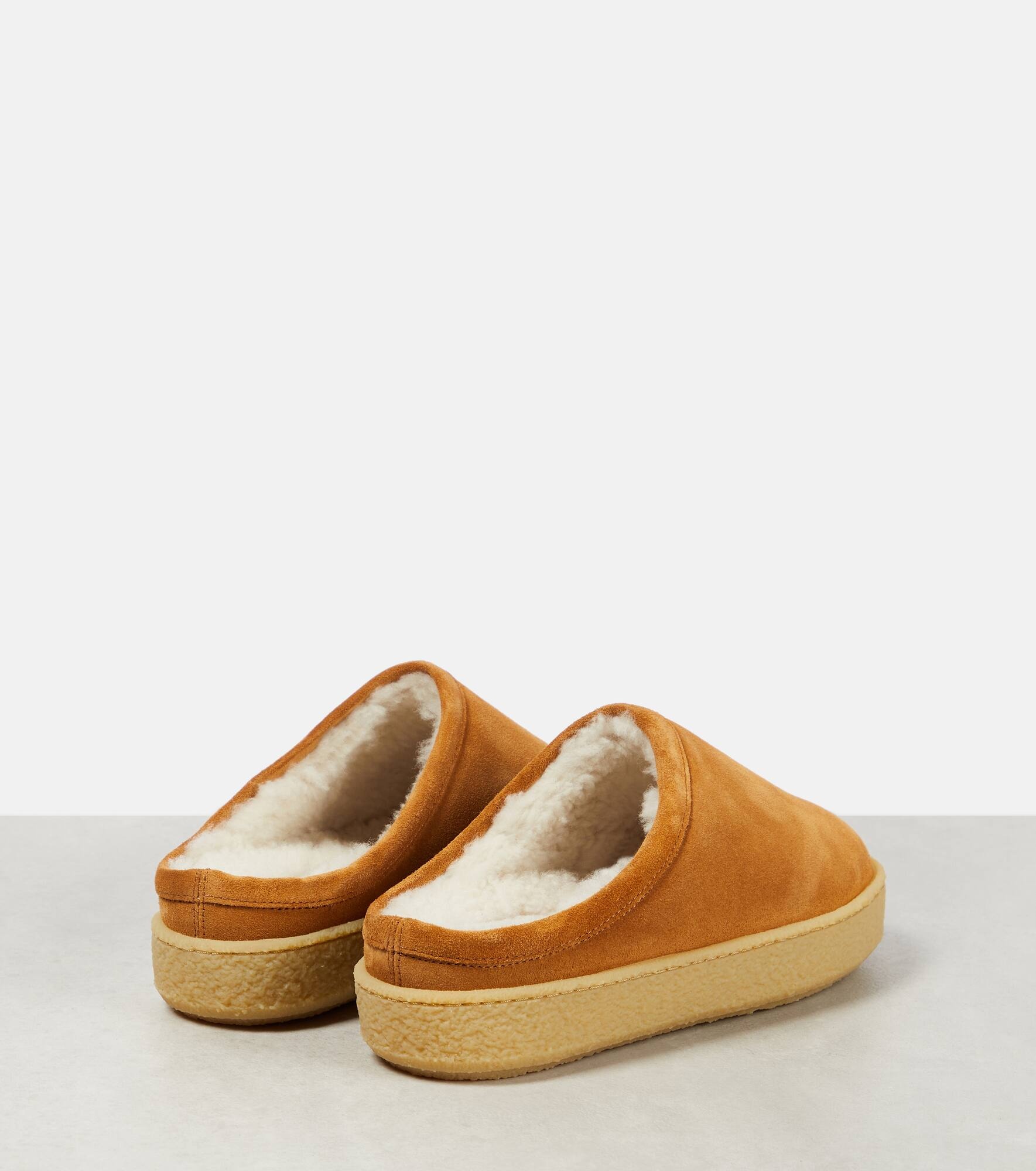 Fozee shearling-lined suede slippers - 3
