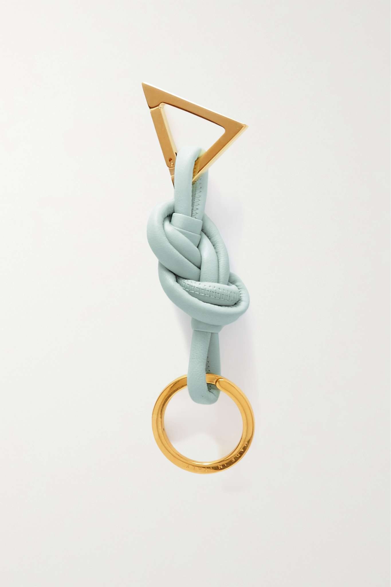 Knotted leather and gold-tone keyring - 2