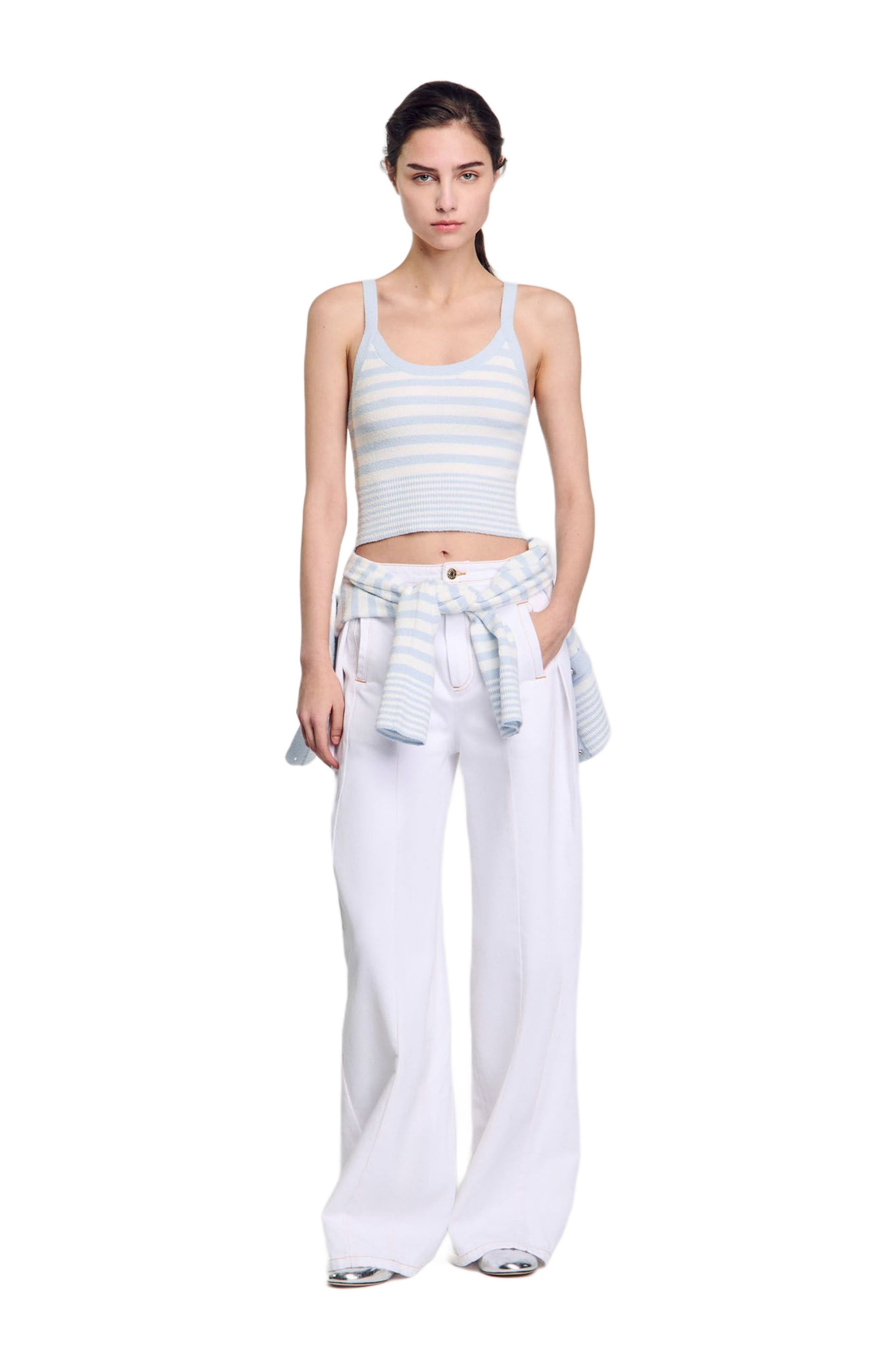 SANDRO Knit vest top in Sky Blue at Nordstrom - 6