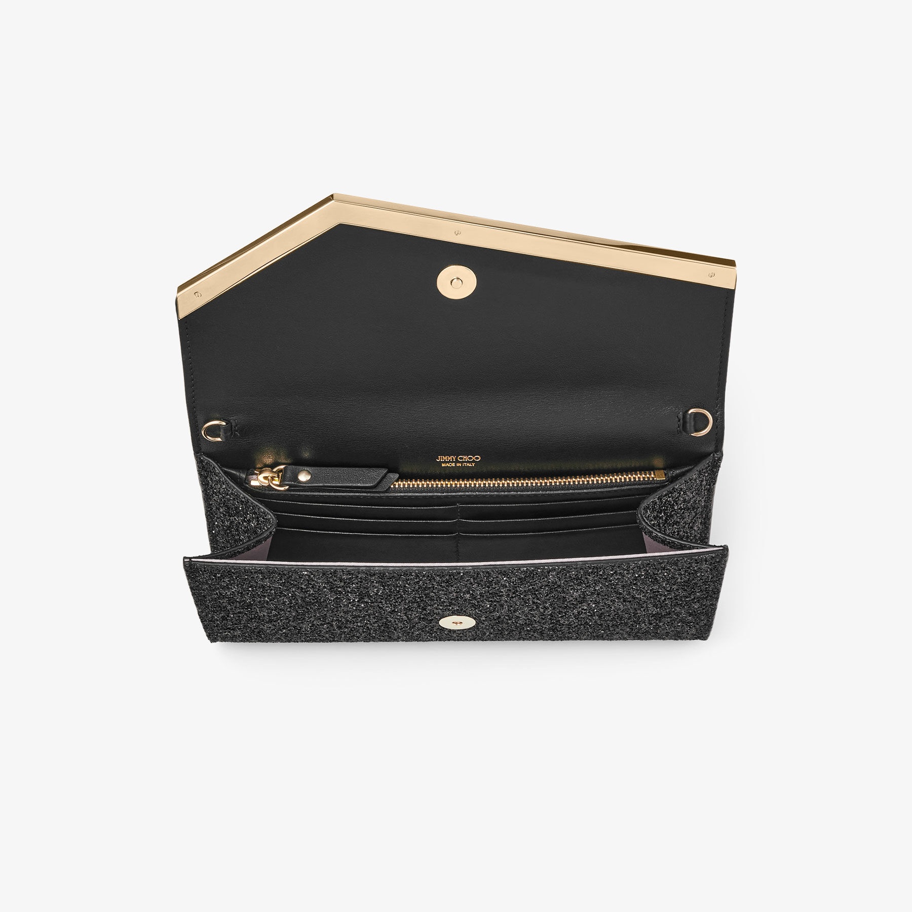 Emmie
Black Glitter Fabric Clutch Bag - 5