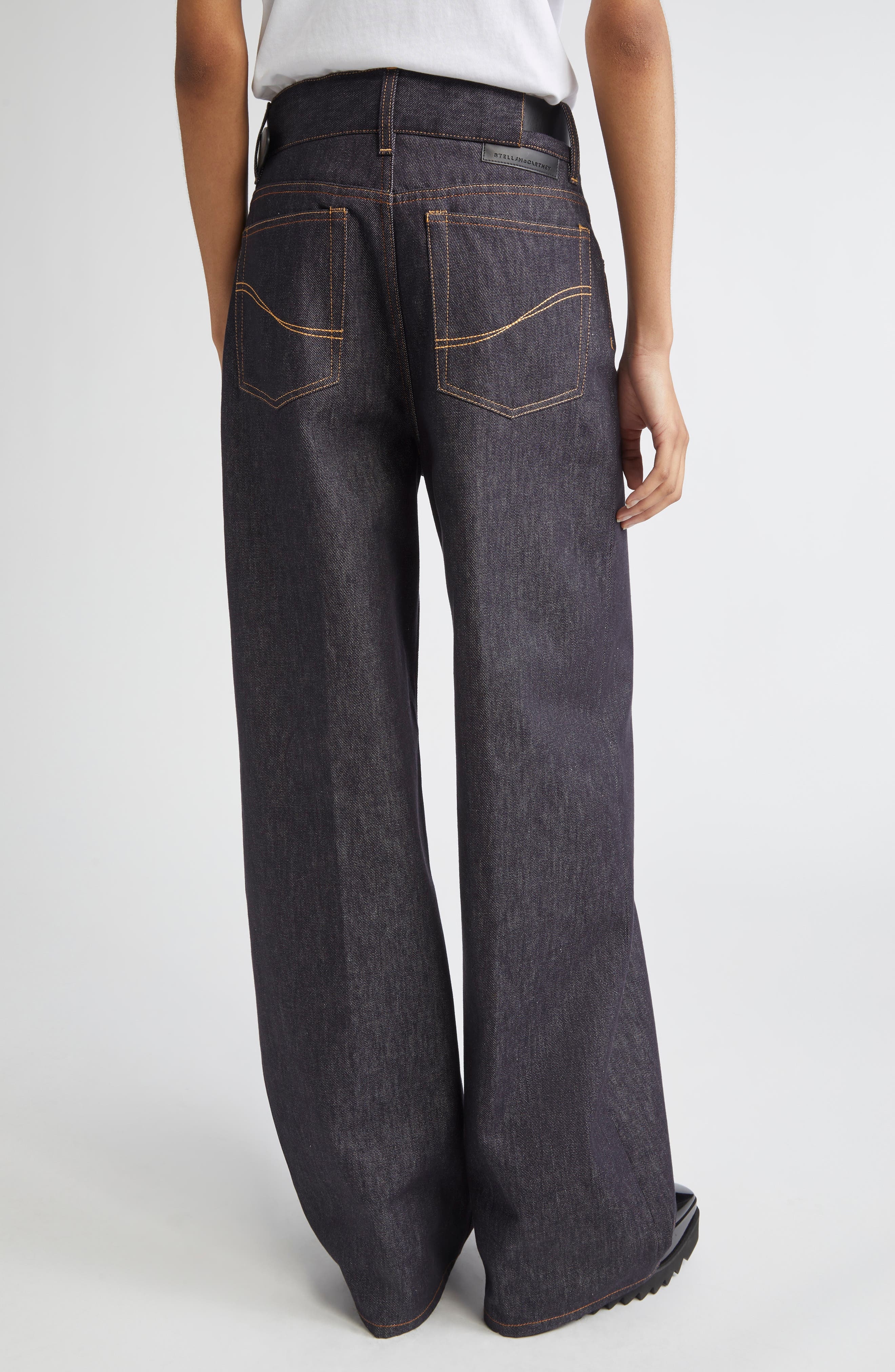 Stella McCartney Belted Raw Denim Straight Leg Jeans in 4123 - 3