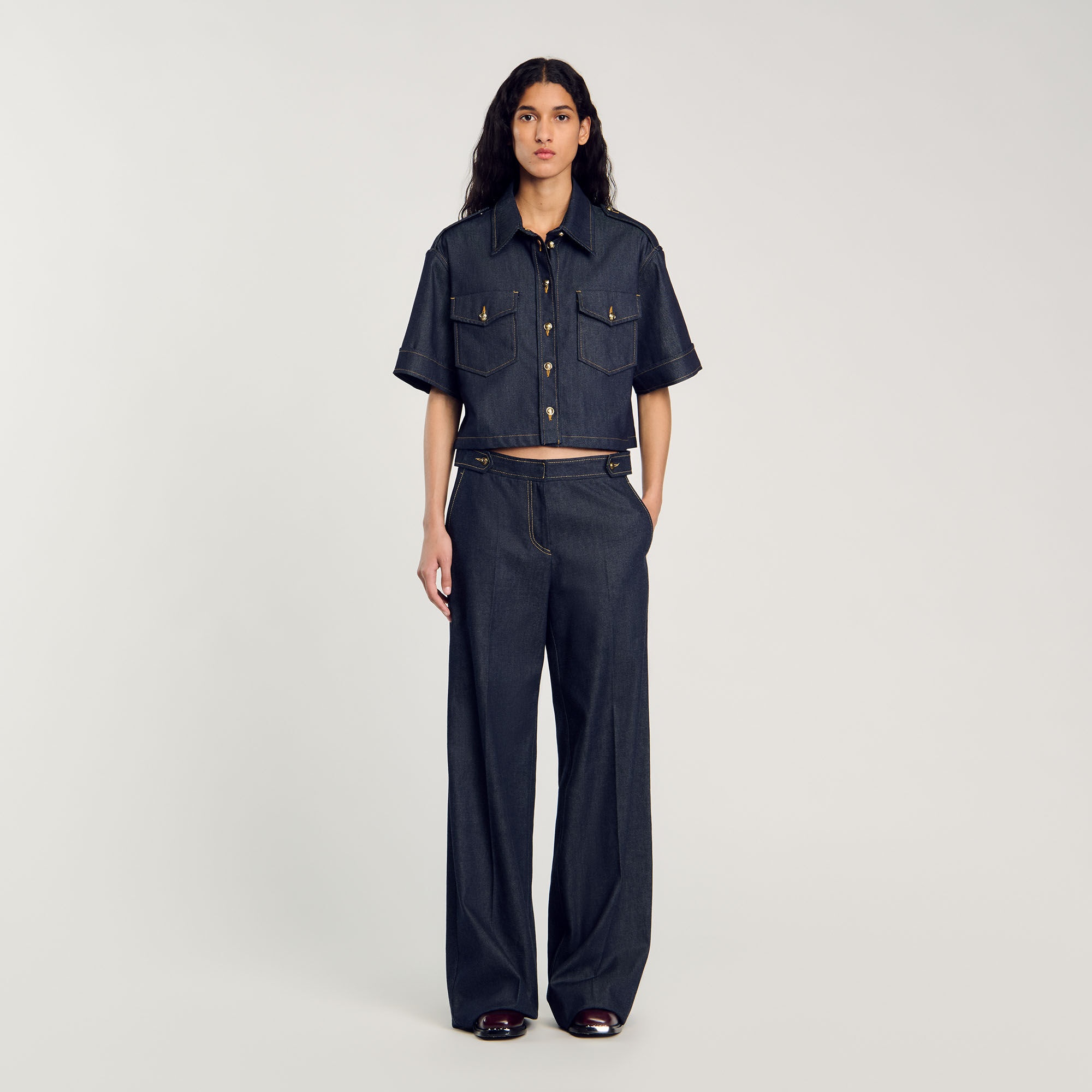 RAW DENIM WIDE-LEG JEANS - 2