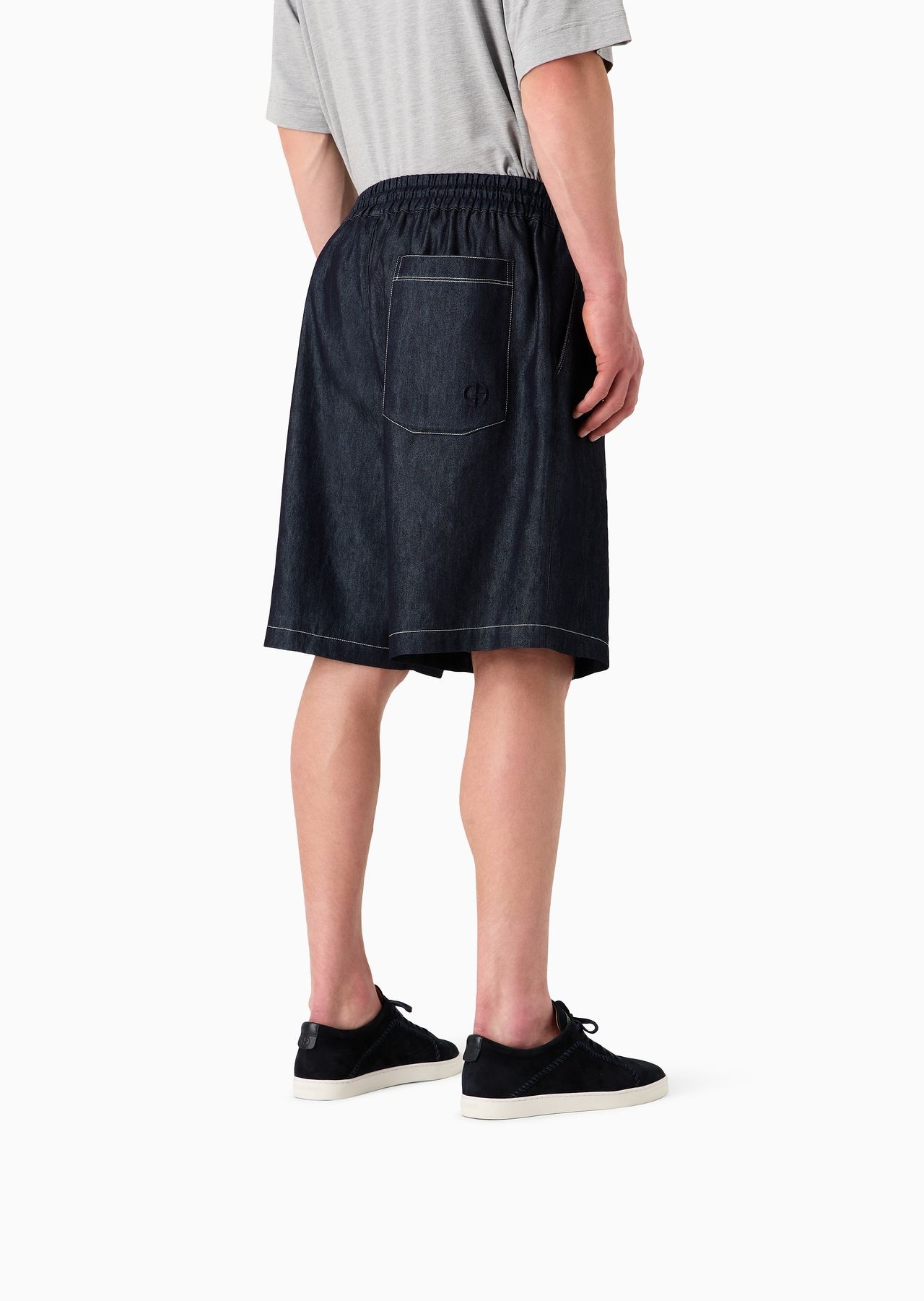 Denim Collection cotton and silk denim Bermuda shorts - 3