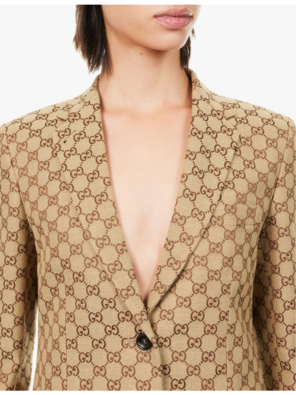Monogram-print slim-fit cotton-blend blazer - 6
