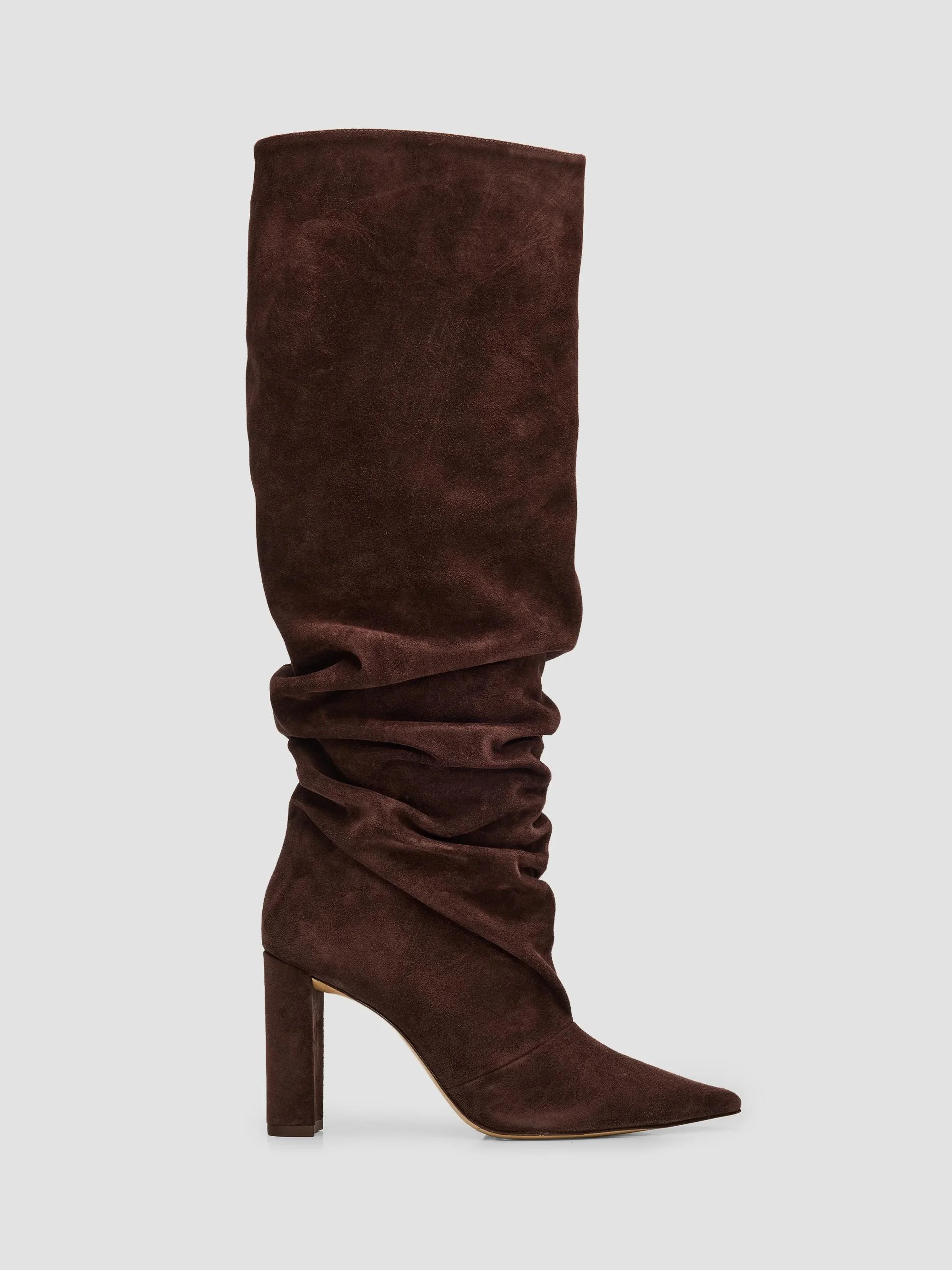 Women's Thay Slouch 90MM Suede Boots - Dark Brown - 1