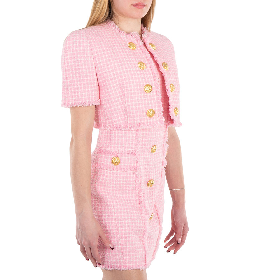 Balmain Vichy Cropped Tweed Jacket - 3