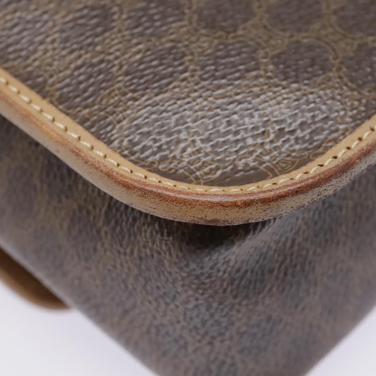CELINE Macadam Canvas Circle Shoulder Bag Pvc Leather Brown Gold - 13