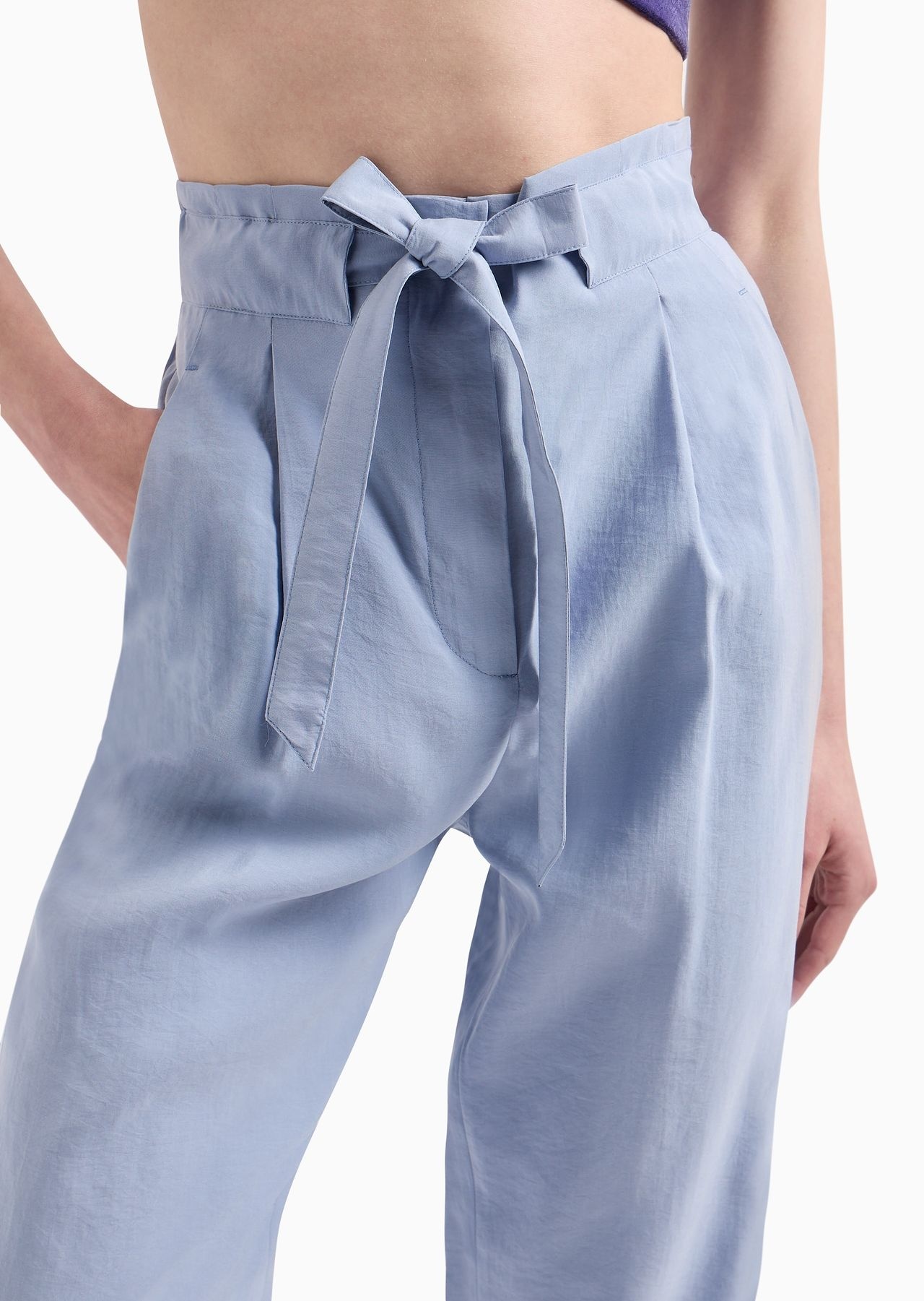 Flowing drawstring trousers in washed matte modal - 5