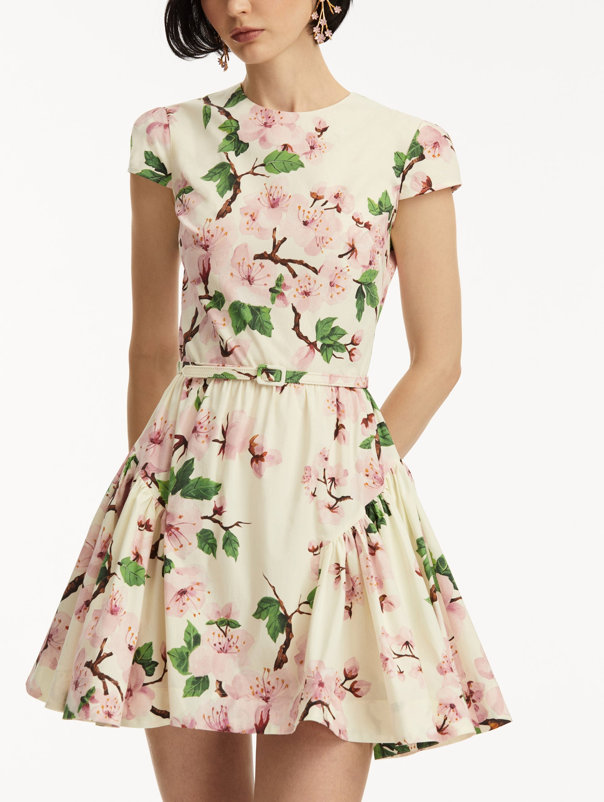 CHERRY BLOSSOM COTTON POPLIN MINI DRESS - 5