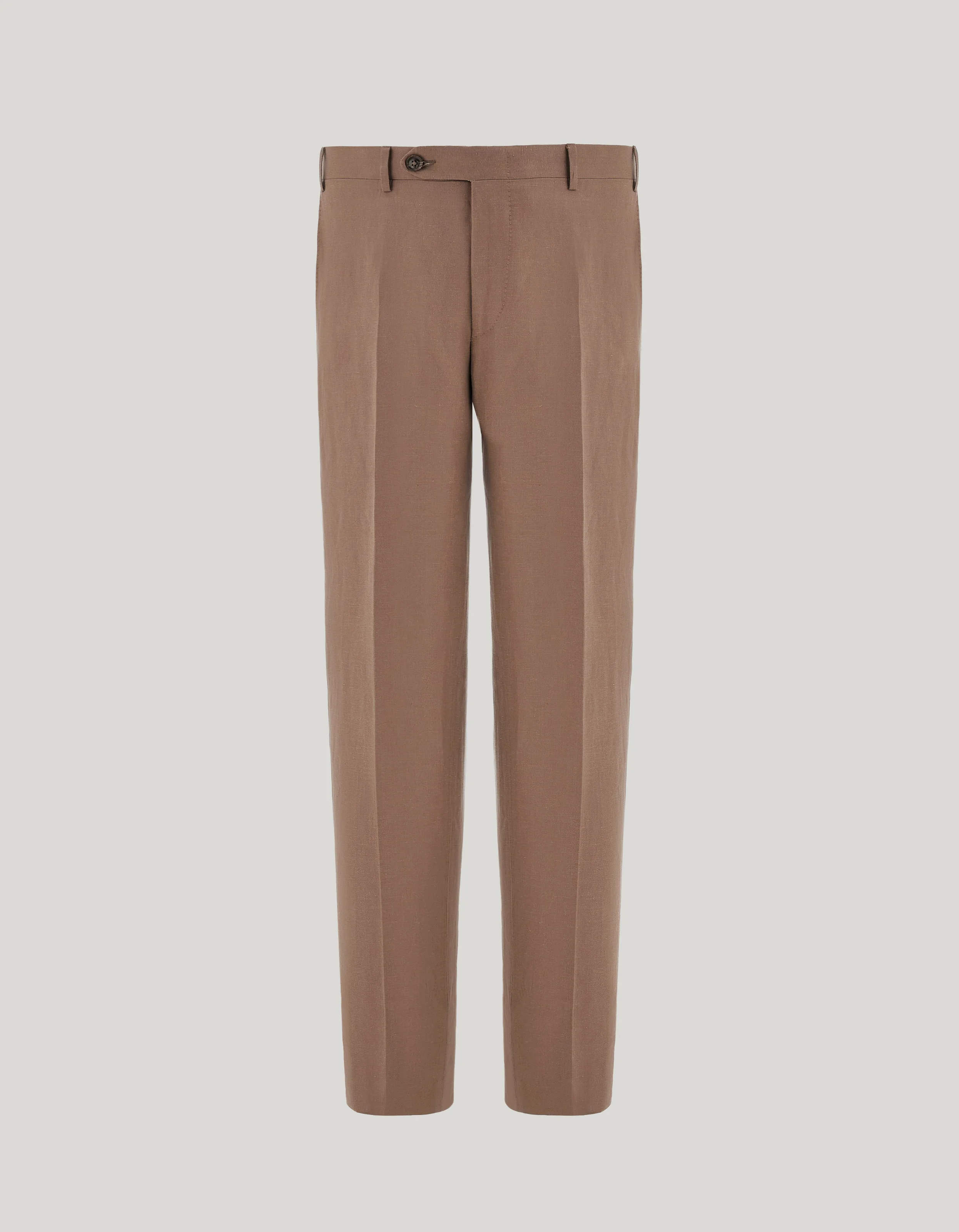 WALNUT LINEN AND SILK REGULAR-FIT PANTS - 1