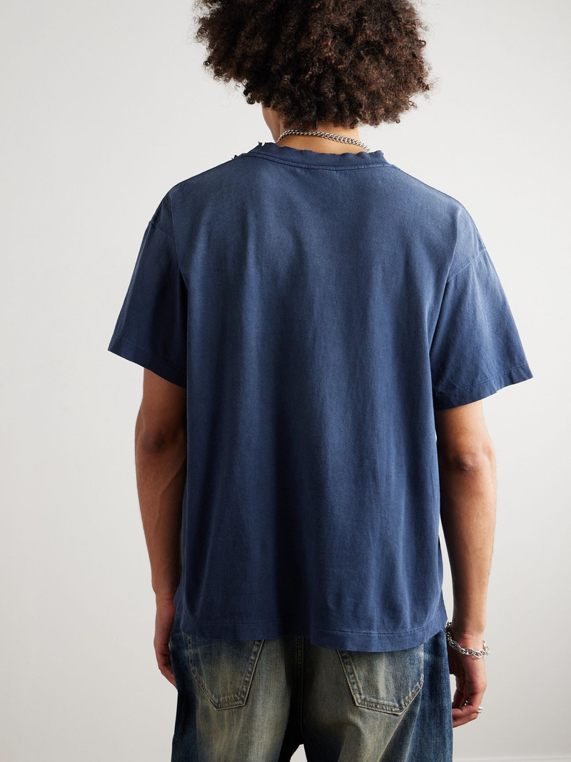 + Neighborhood Distressed Logo-Print Cotton-Jersey T-Shirt Navy 4