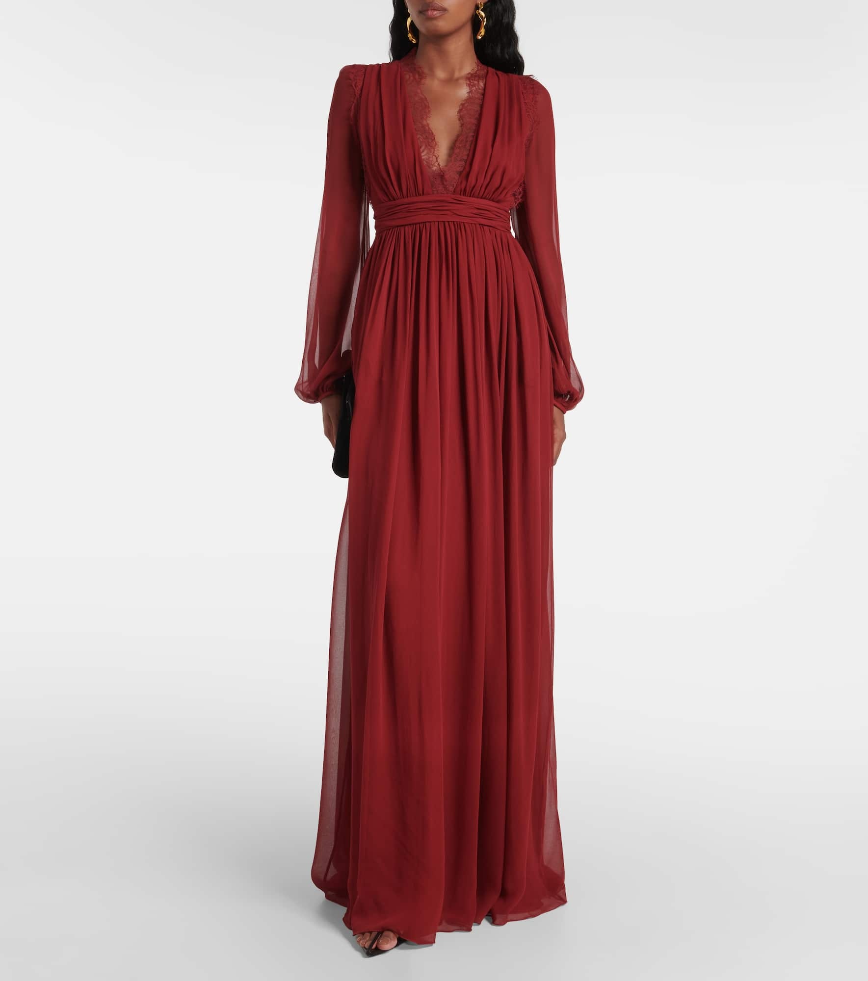Lace-trimmed silk georgette gown - 2