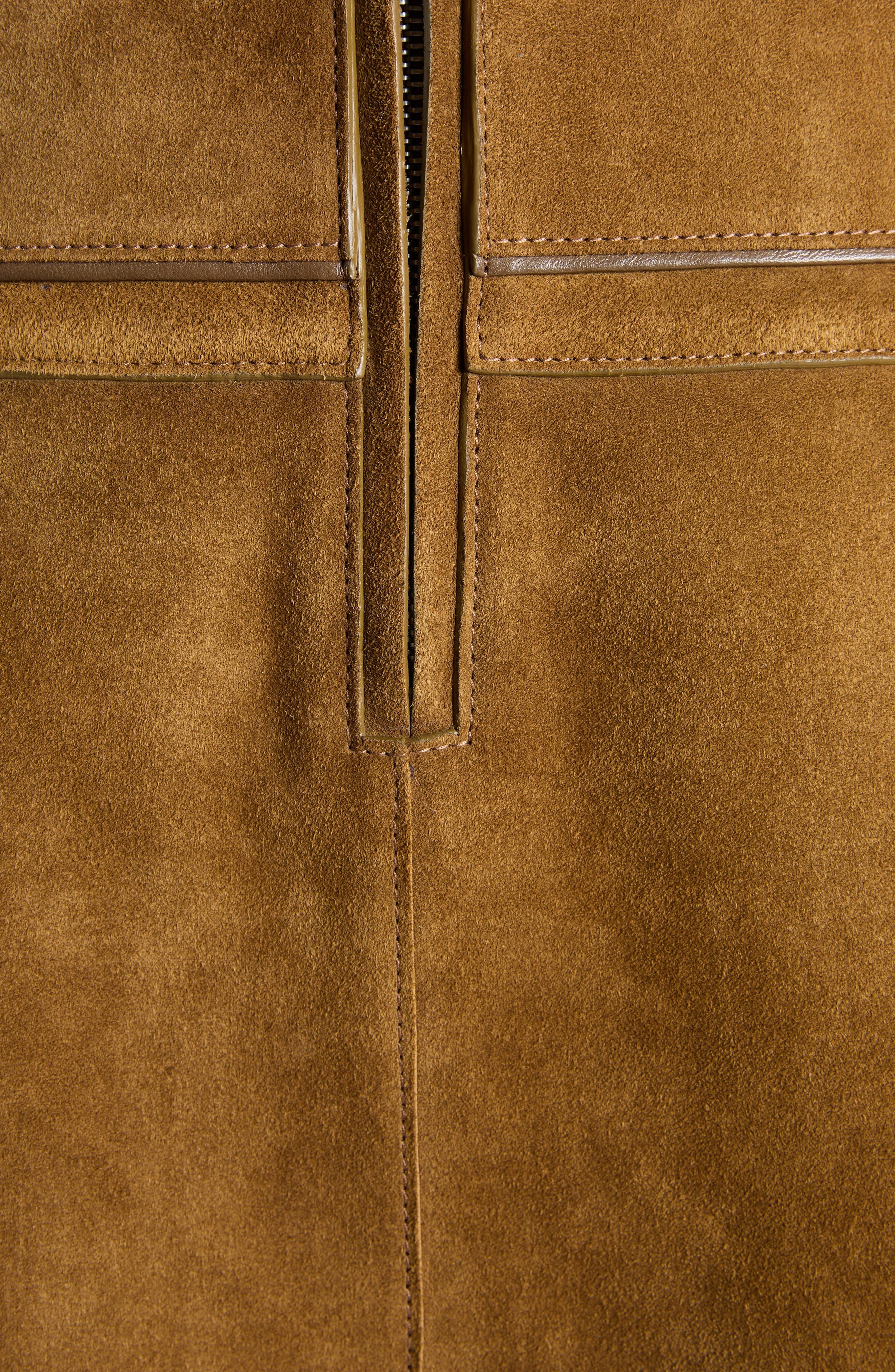 TOM FORD Inverted Pleat Suede Miniskirt in Dark Chartreuse at Nordstrom - 5