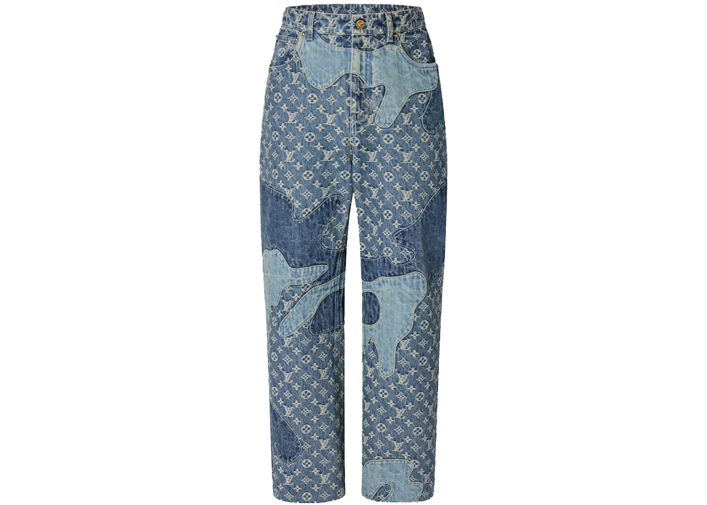 Louis Vuitton x Nigo Monogram Patchwork Denim Pants Indigo - 1