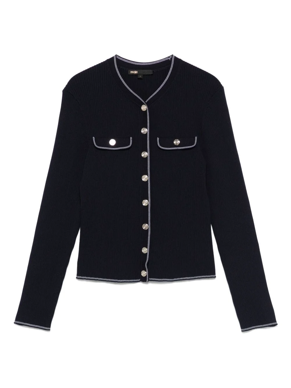 striped-trim cardigan - 1