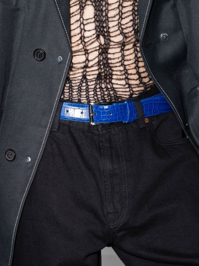 Maison Margiela crocodile-embossed leather belt outlook