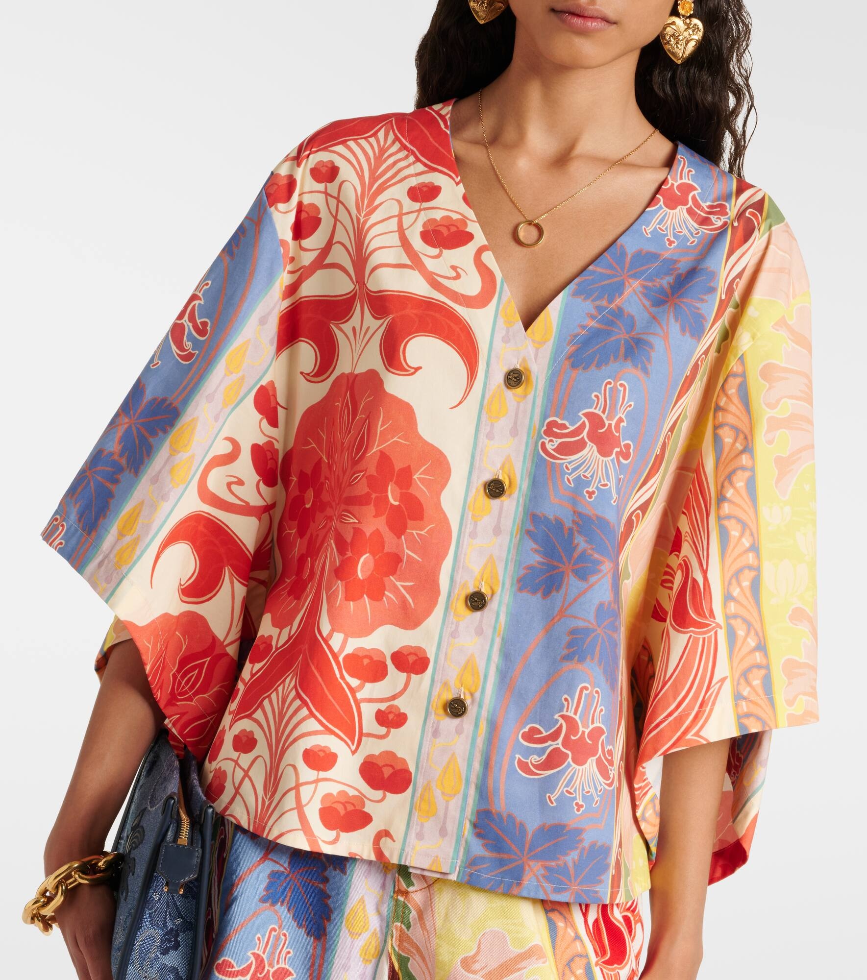 Printed oversized cotton-blend shirt - 6