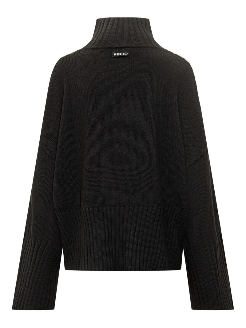 PINKO stripes-sleeve high-neck sweater outlook