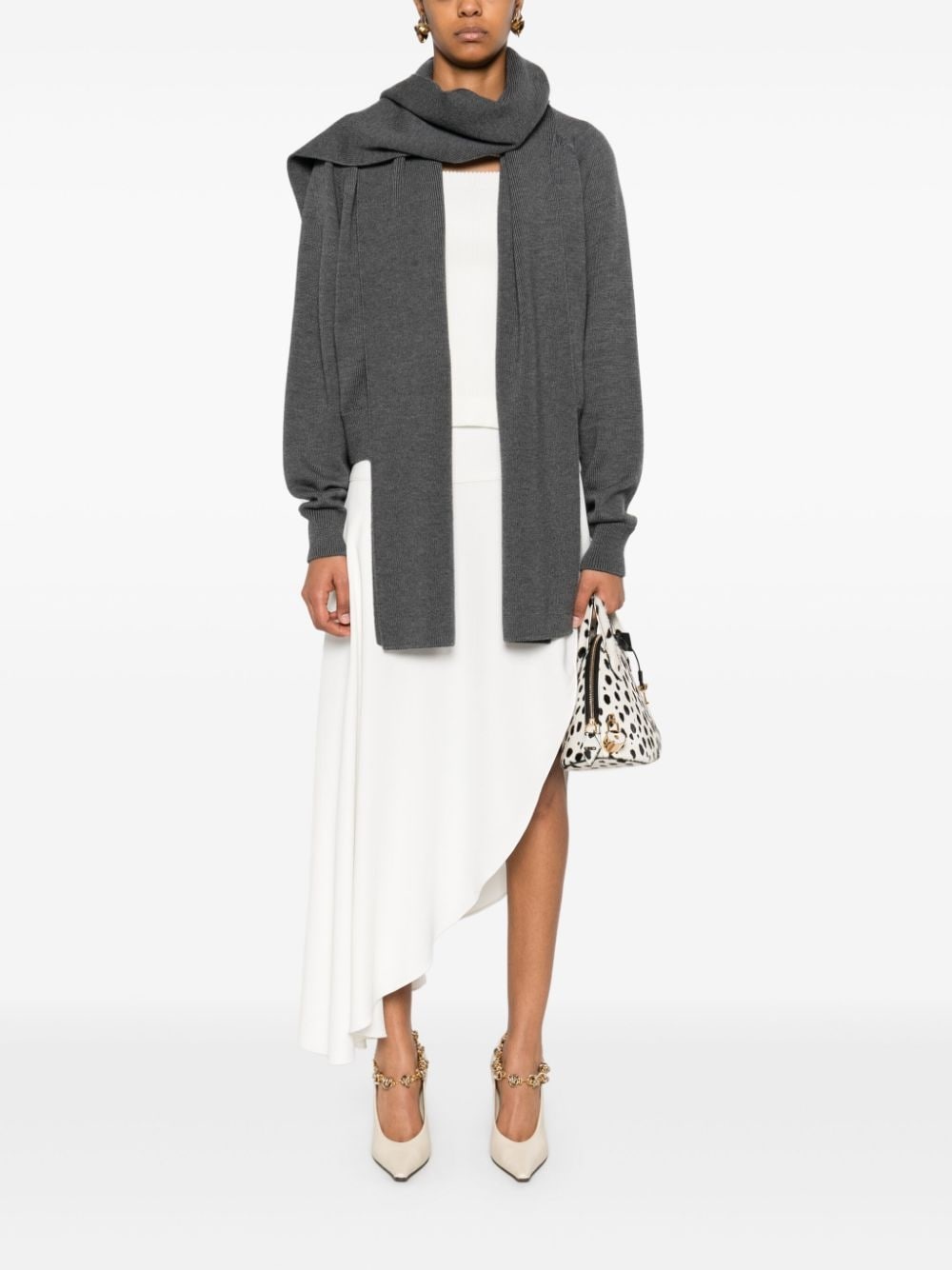 scarf-embellished cardigan - 2