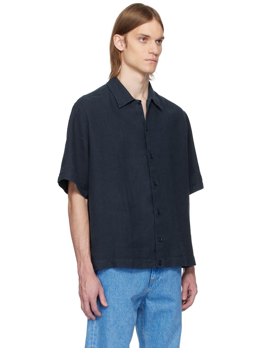 Navy Linen Shirt - 2