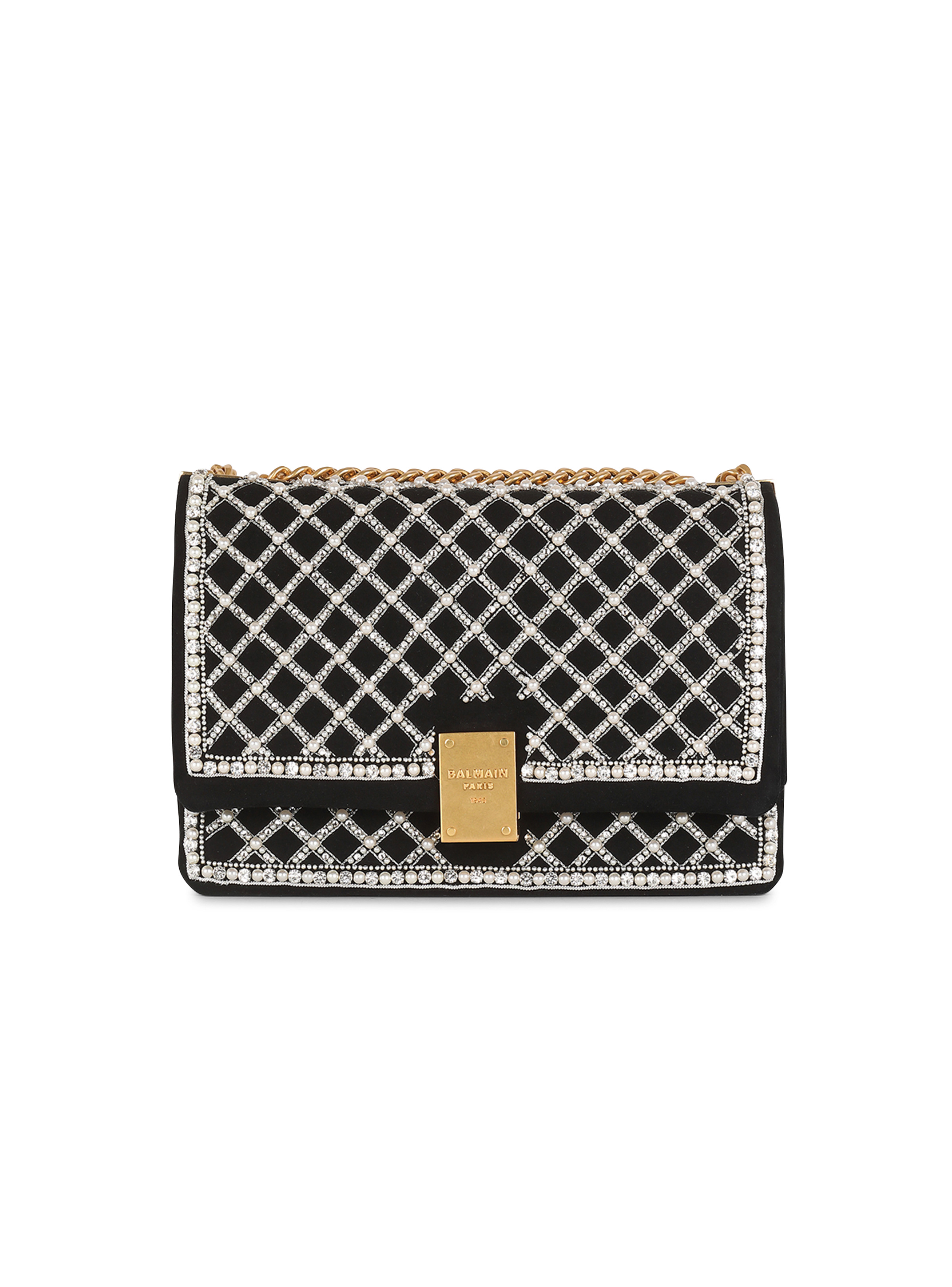 Suede and embroidered pearl 1945 Soft bag - 1