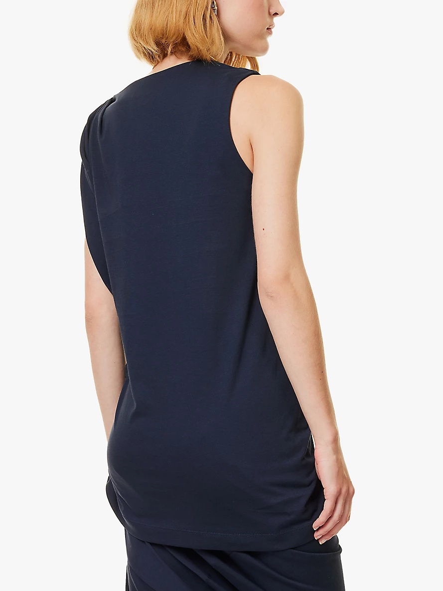 Henamar side-ruched sleeveless cotton top - 4