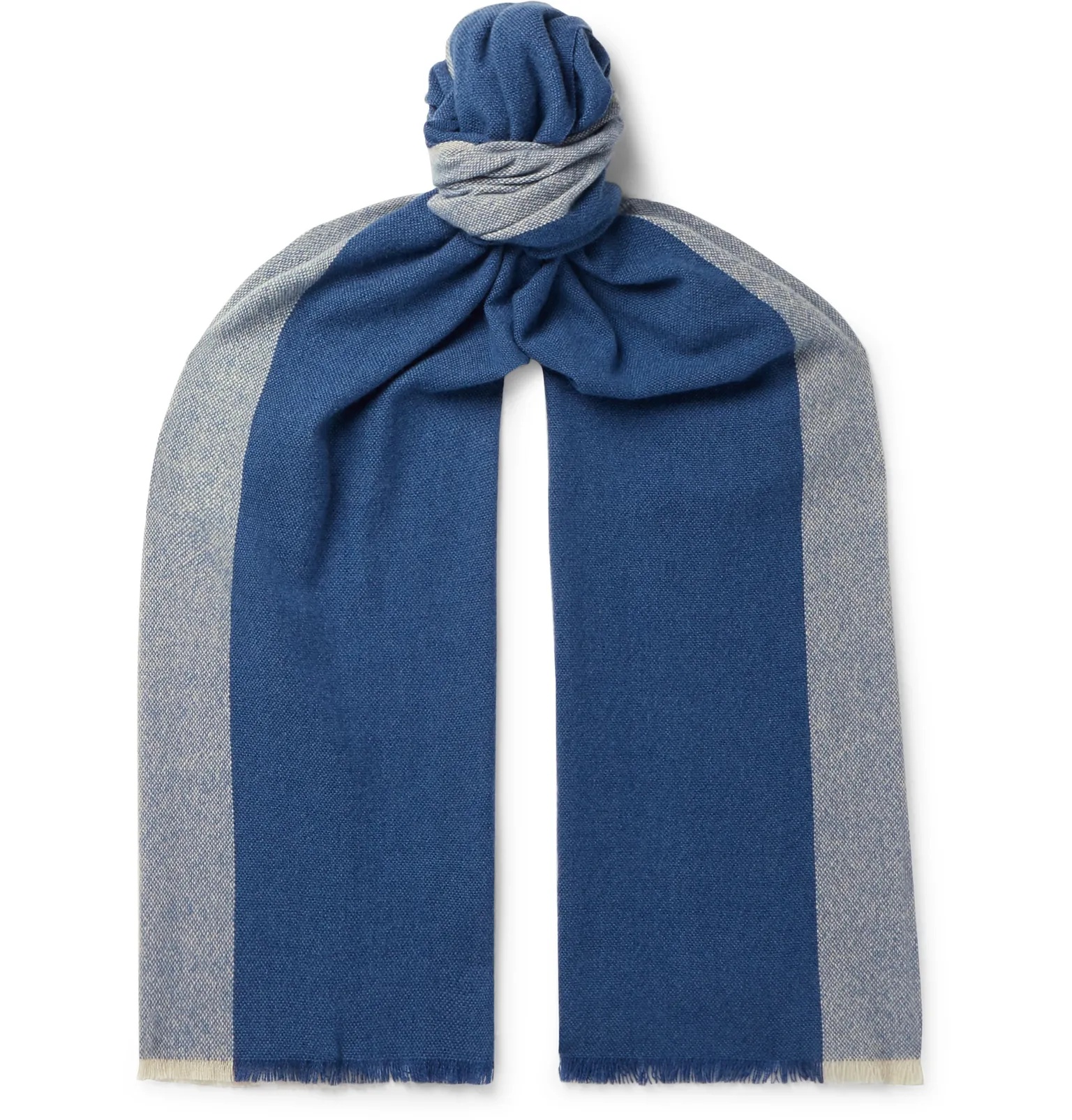 Fringed Colour-Block Baby Cashmere Scarf - 1