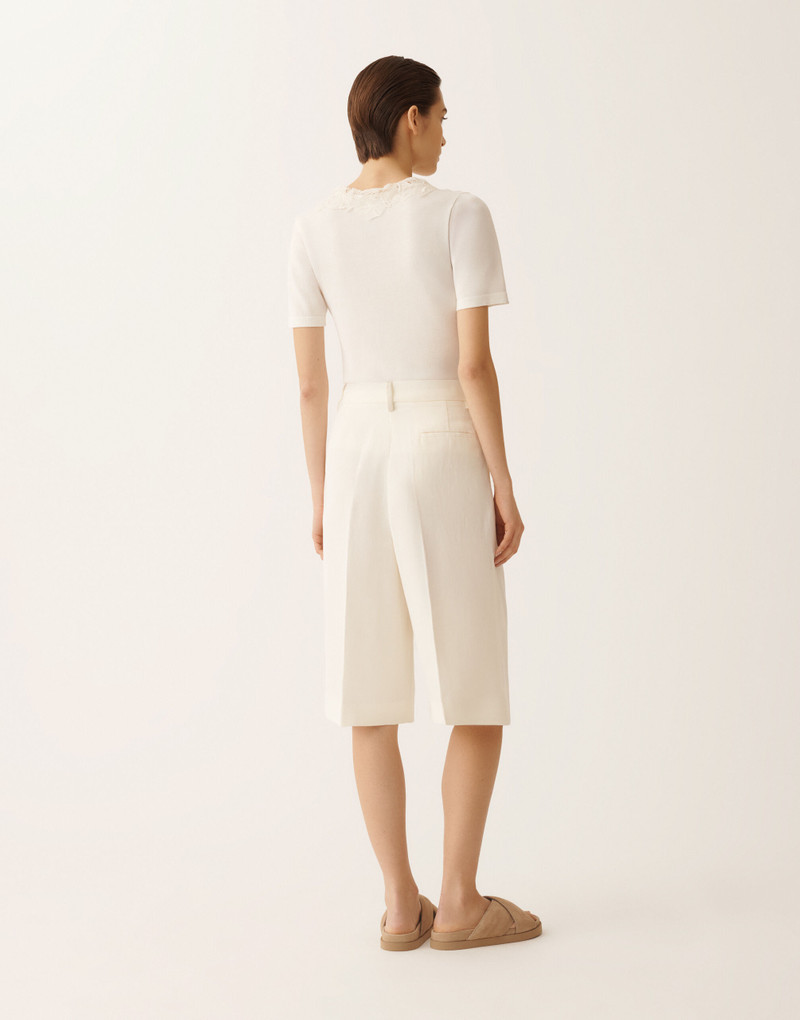 Fluid linen and viscose Bermuda shorts 4