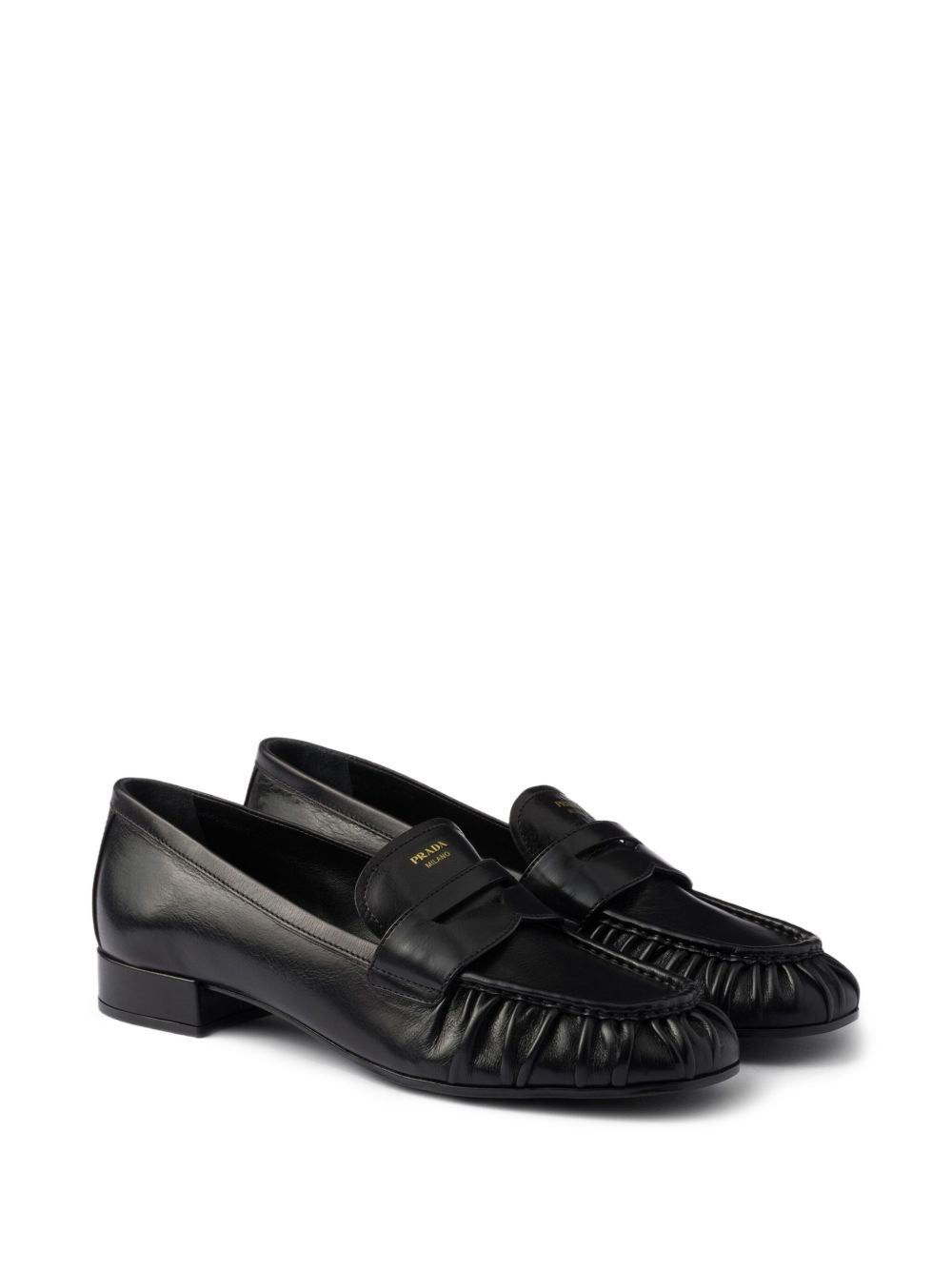 pleated leather loafers - 2