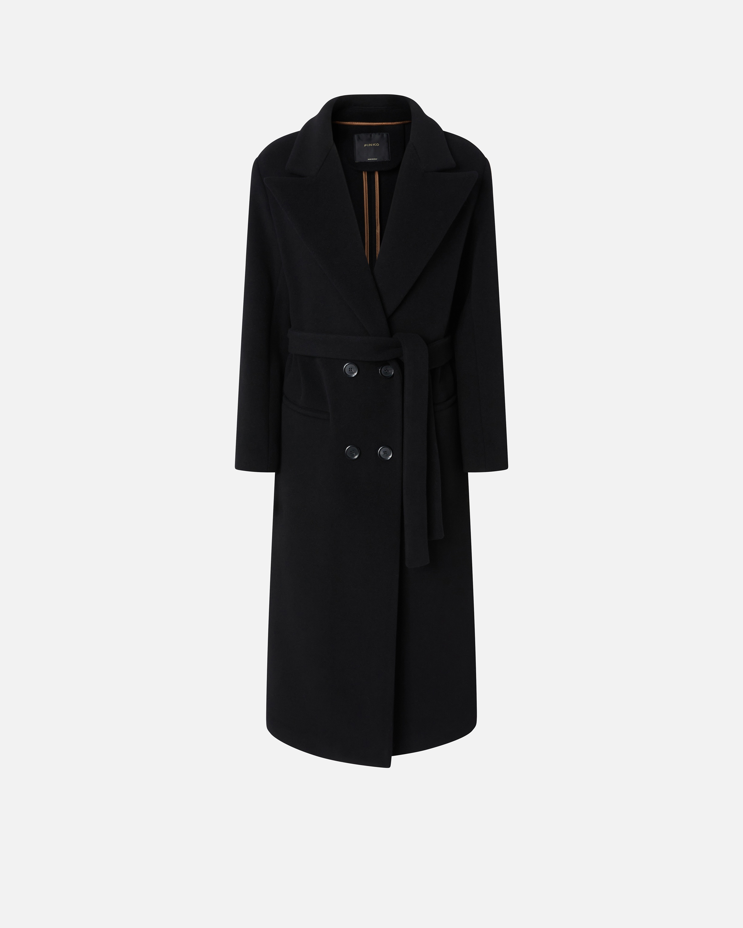 LONG DOUBLE-BREASTED COAT WITH MATCHING BELT - 1