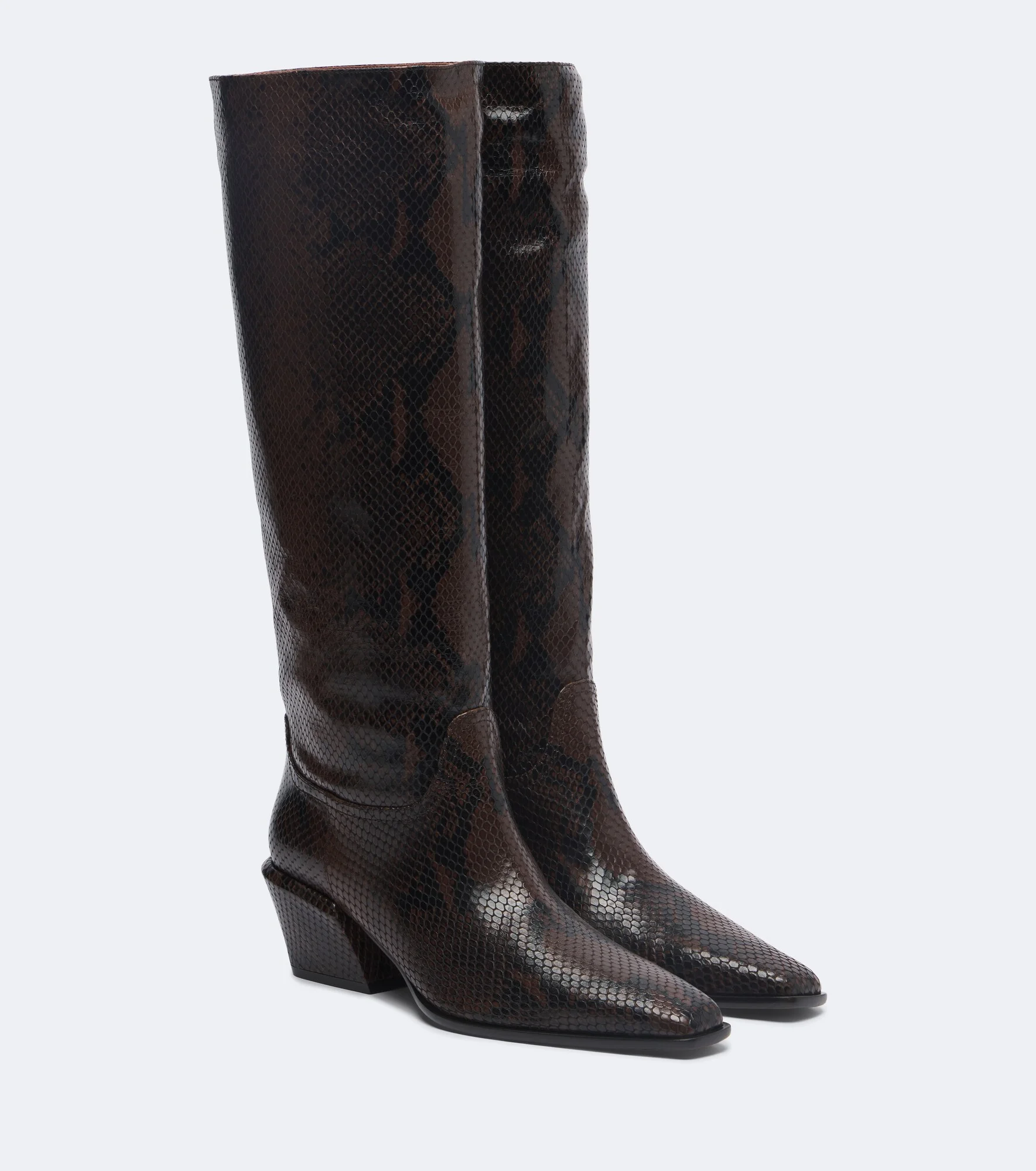 Bettina snake-effect leather knee-high boots - 1