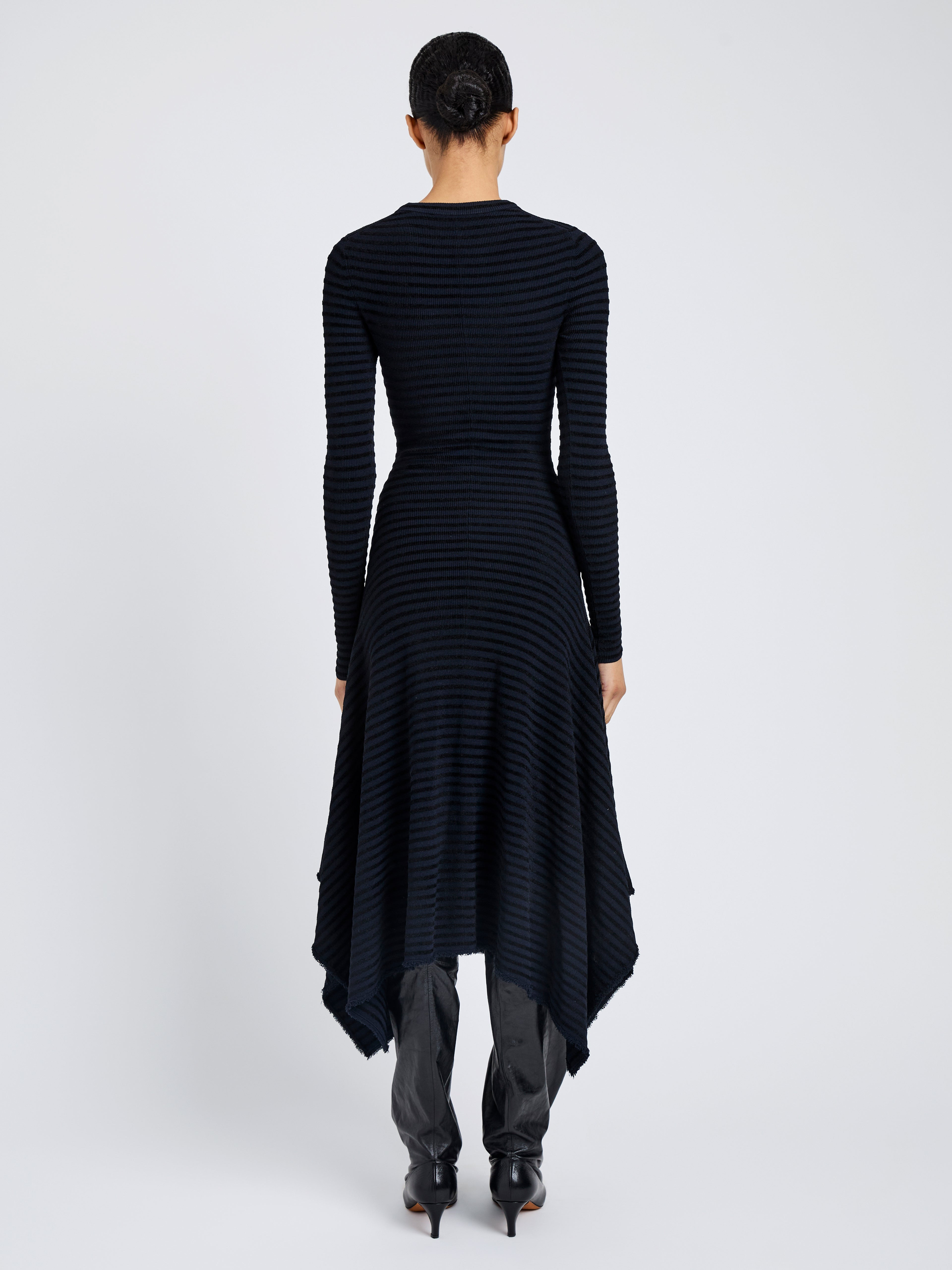 Didi Dress in Matte Viscose Velvet Stripe - 4