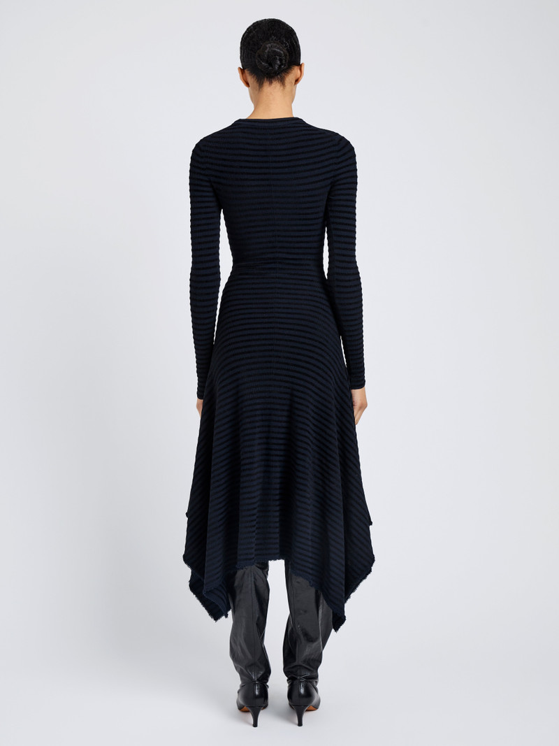 Didi Dress in Matte Viscose Velvet Stripe 4