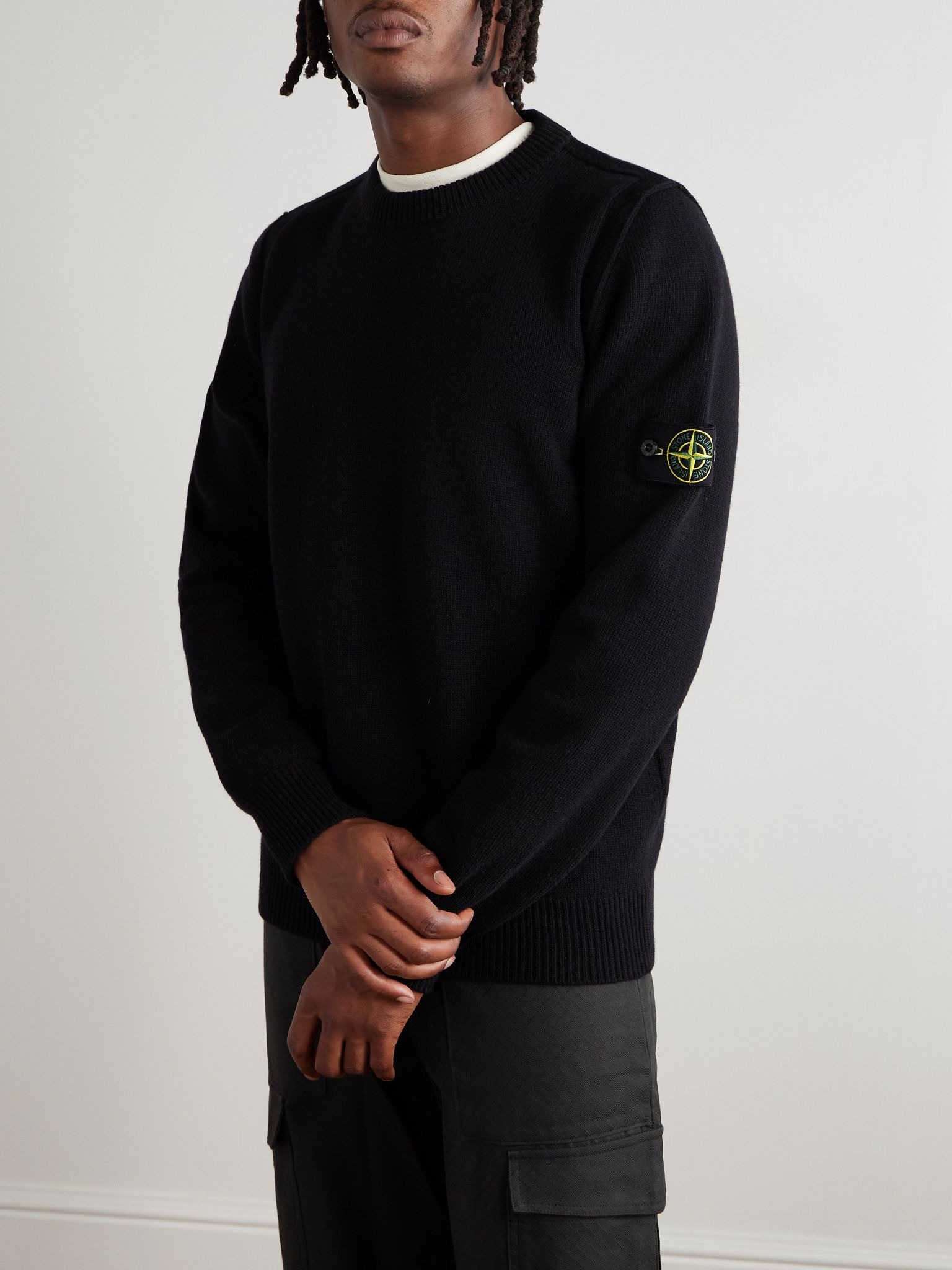 Logo-Appliquéd Wool-Blend Sweater Black - 3