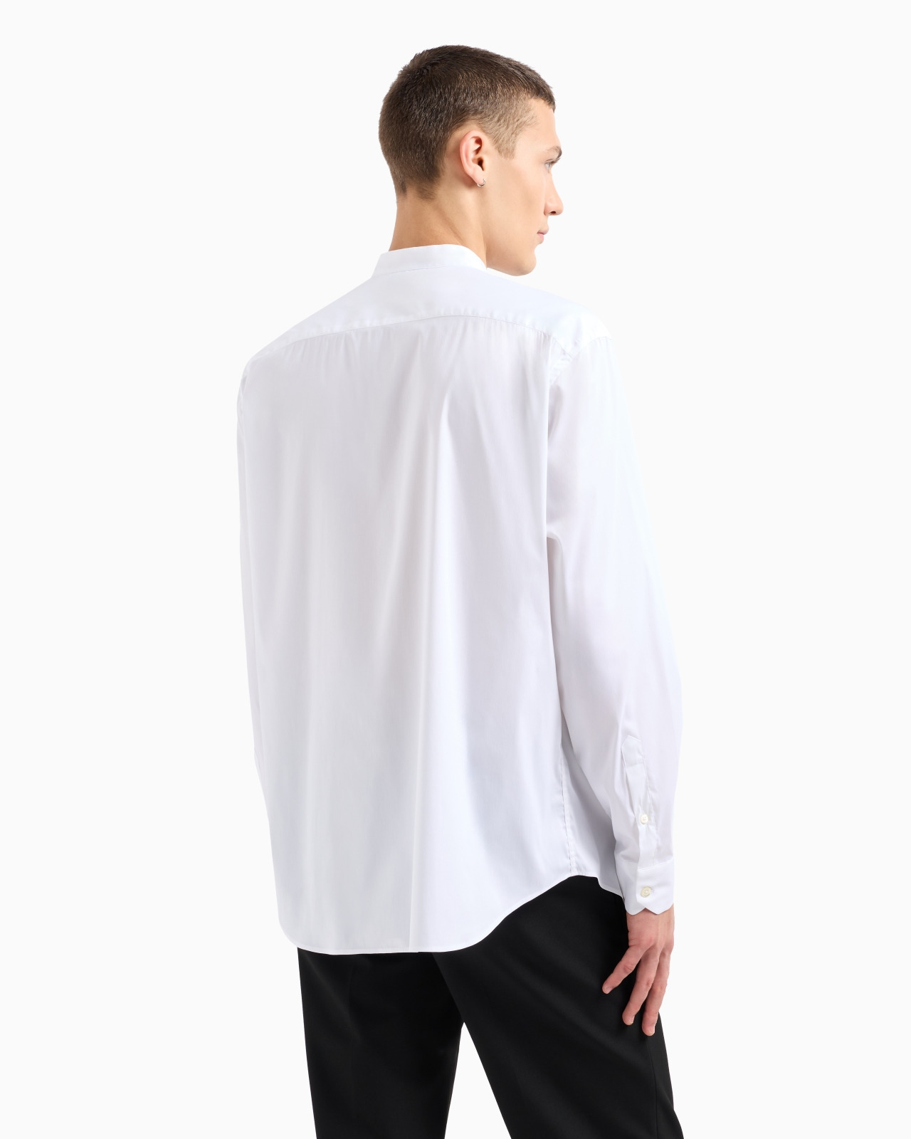 STRETCH SATIN SHIRT WITH GURU COLLAR - 3