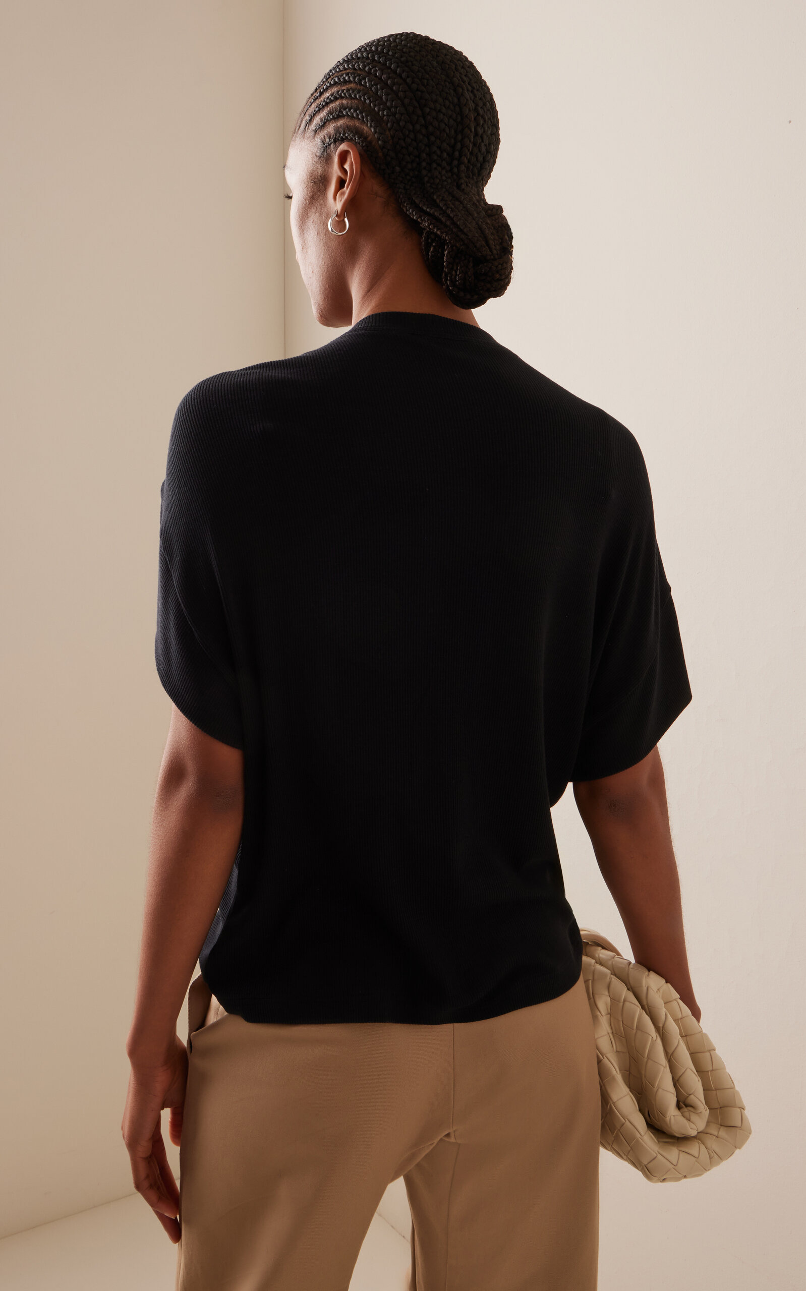 The Faye Asymmetric Ribbed Jersey Top black - 4