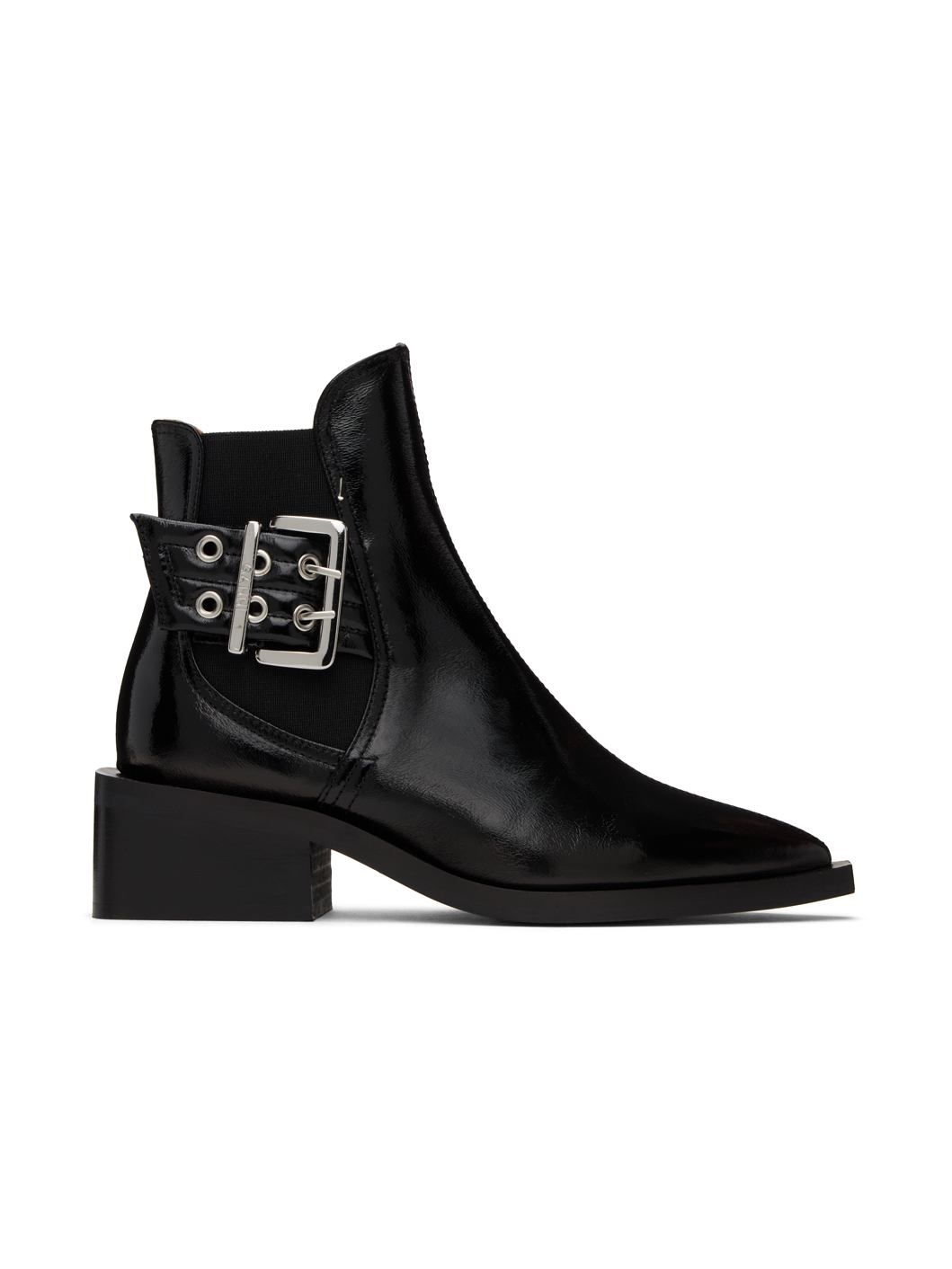 Black Chunky Buckle Chelsea Boots - 1