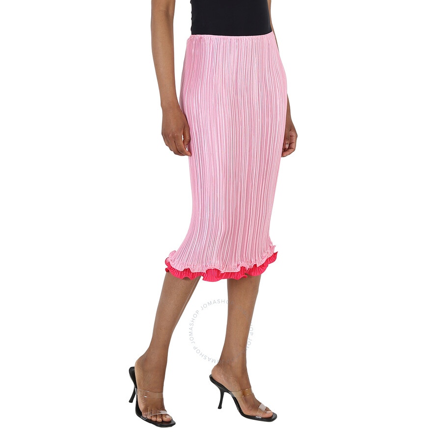 Versace Light Pink Plisse Pleated Midi Skirt - 5