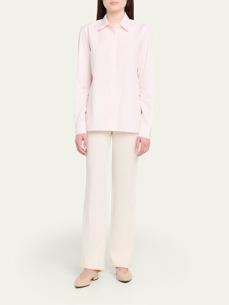 Max Mara Studio Striped Cotton Button-Down Shirt outlook